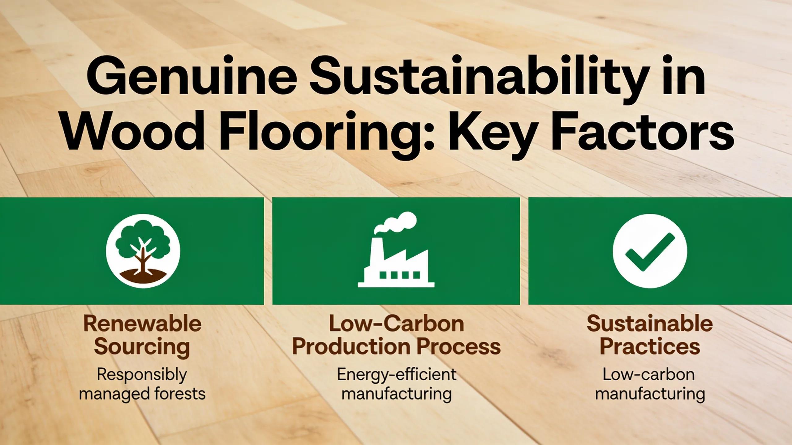 Genuine sustainability in wood flooring rests on three factors: renewable sourcing, a low-carbon production process
