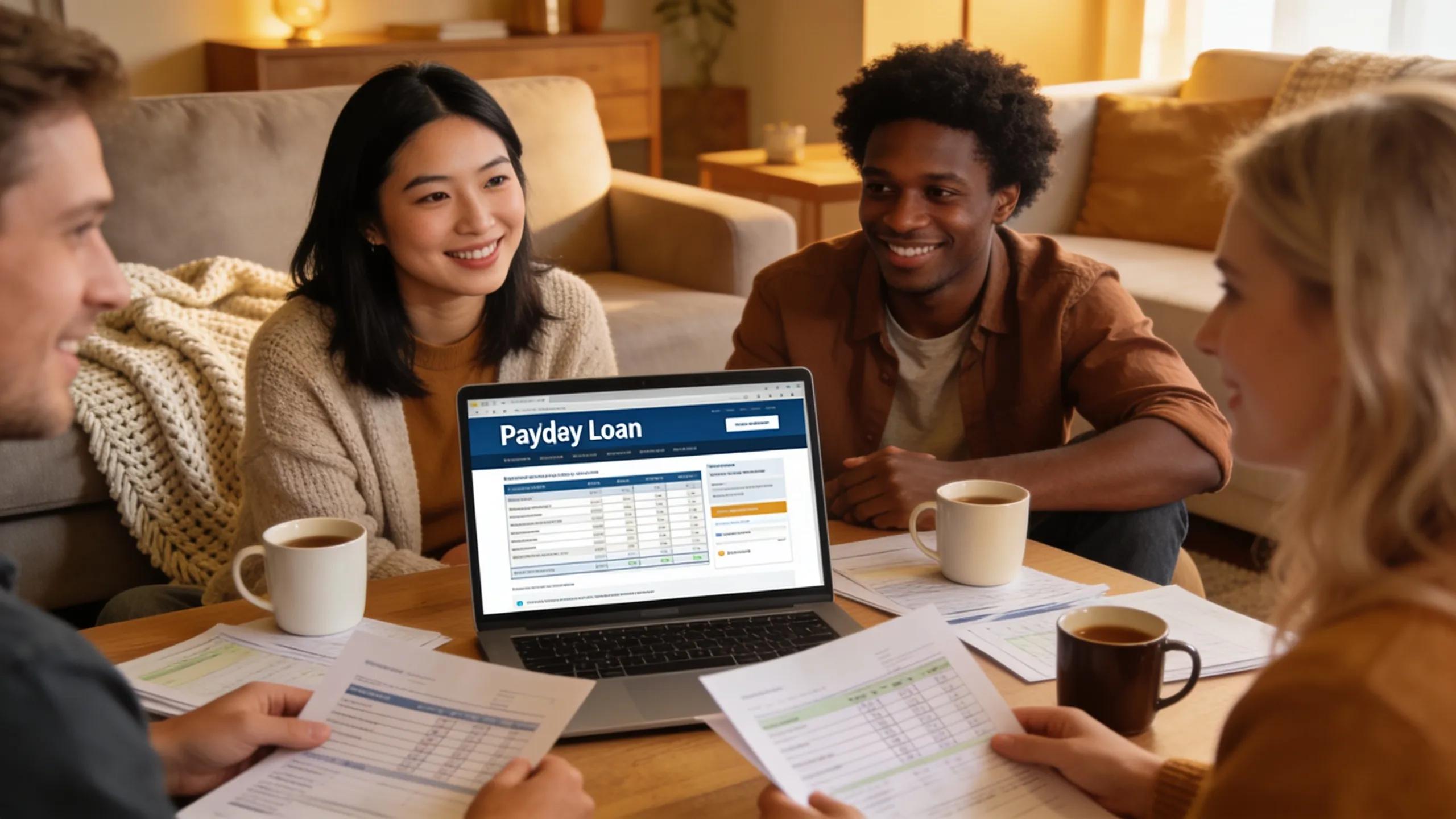 Person filling out a payday loan application online at home
