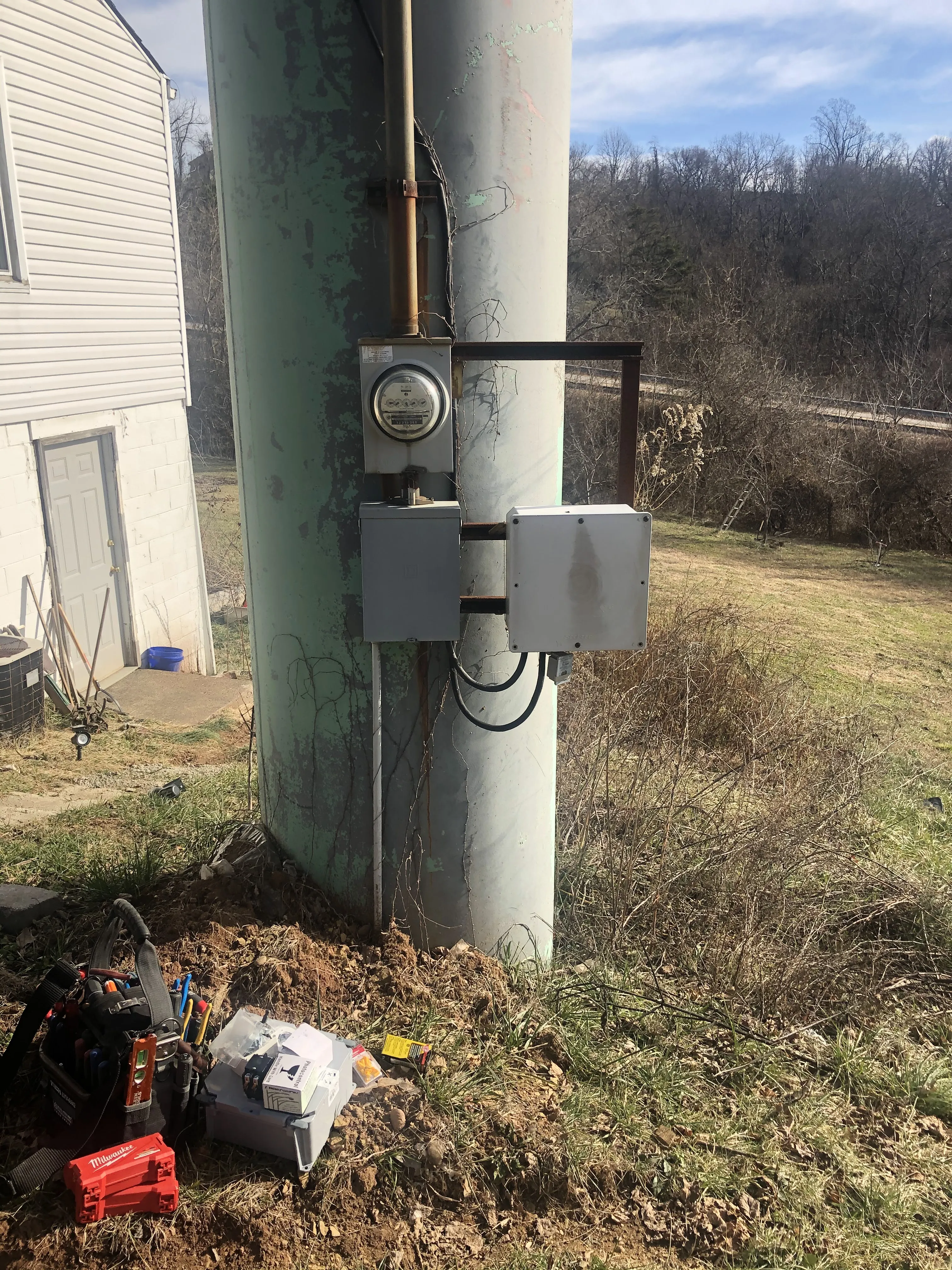 Electrical meter and pole — Amped Electric outlet upgrade