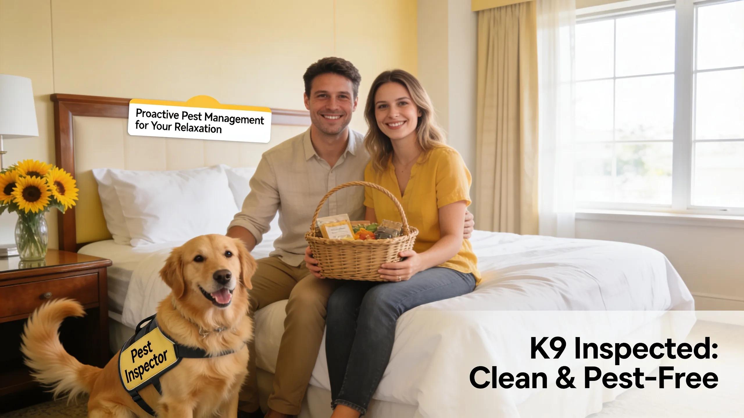 Happy hotel guests enjoying a clean and safe environment