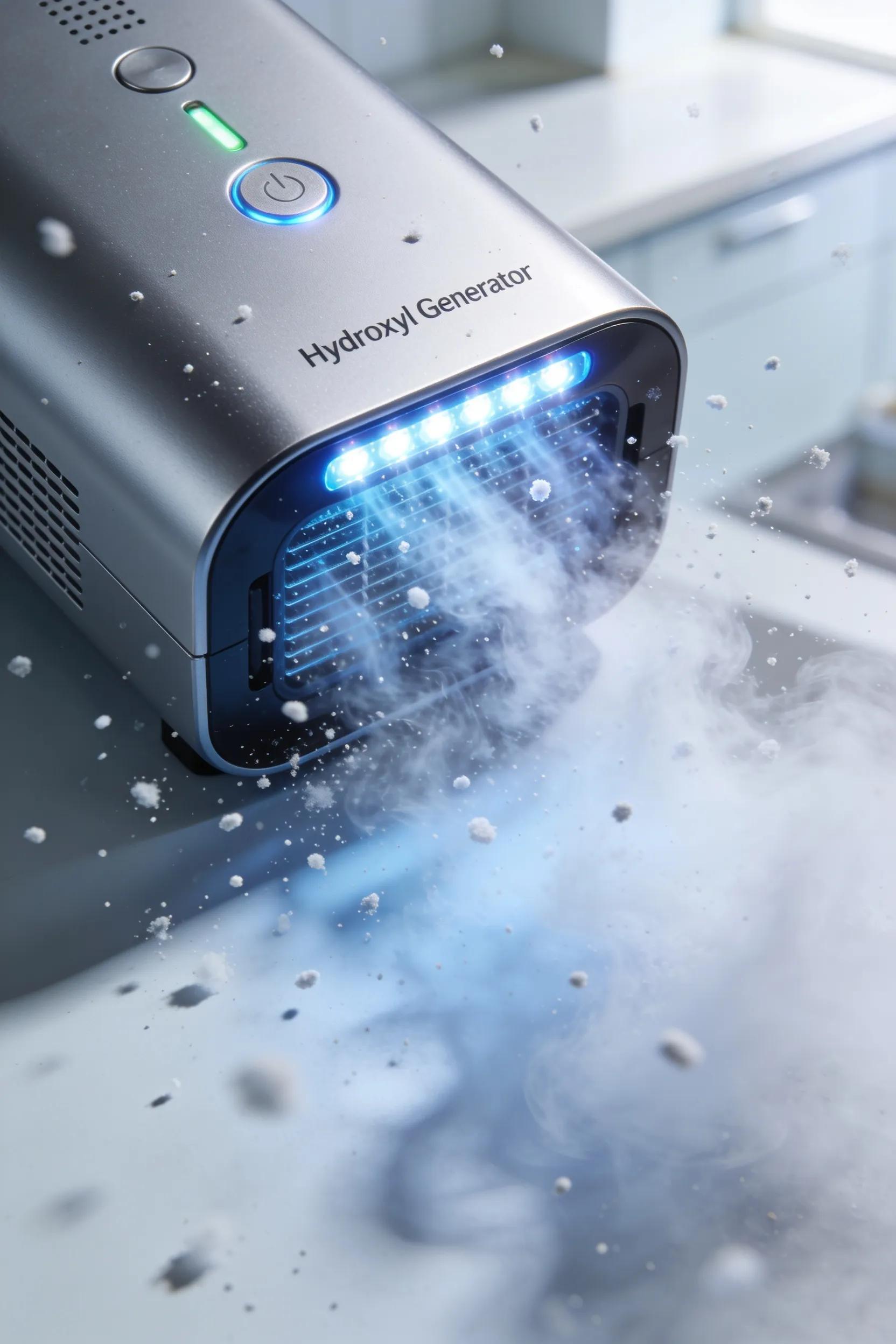 Advanced hydroxyl generator removing smoke odor in professional restoration