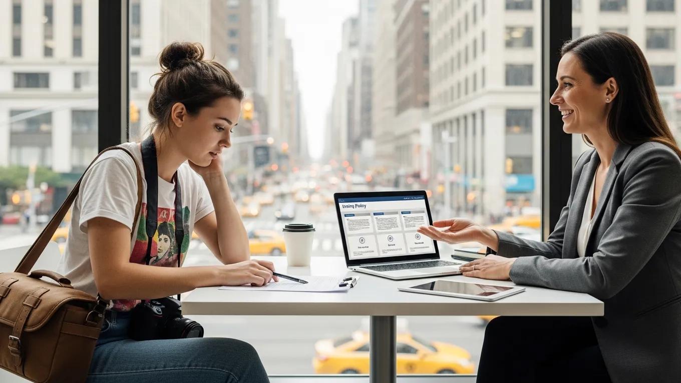 Gig worker discussing insurance options with a representative