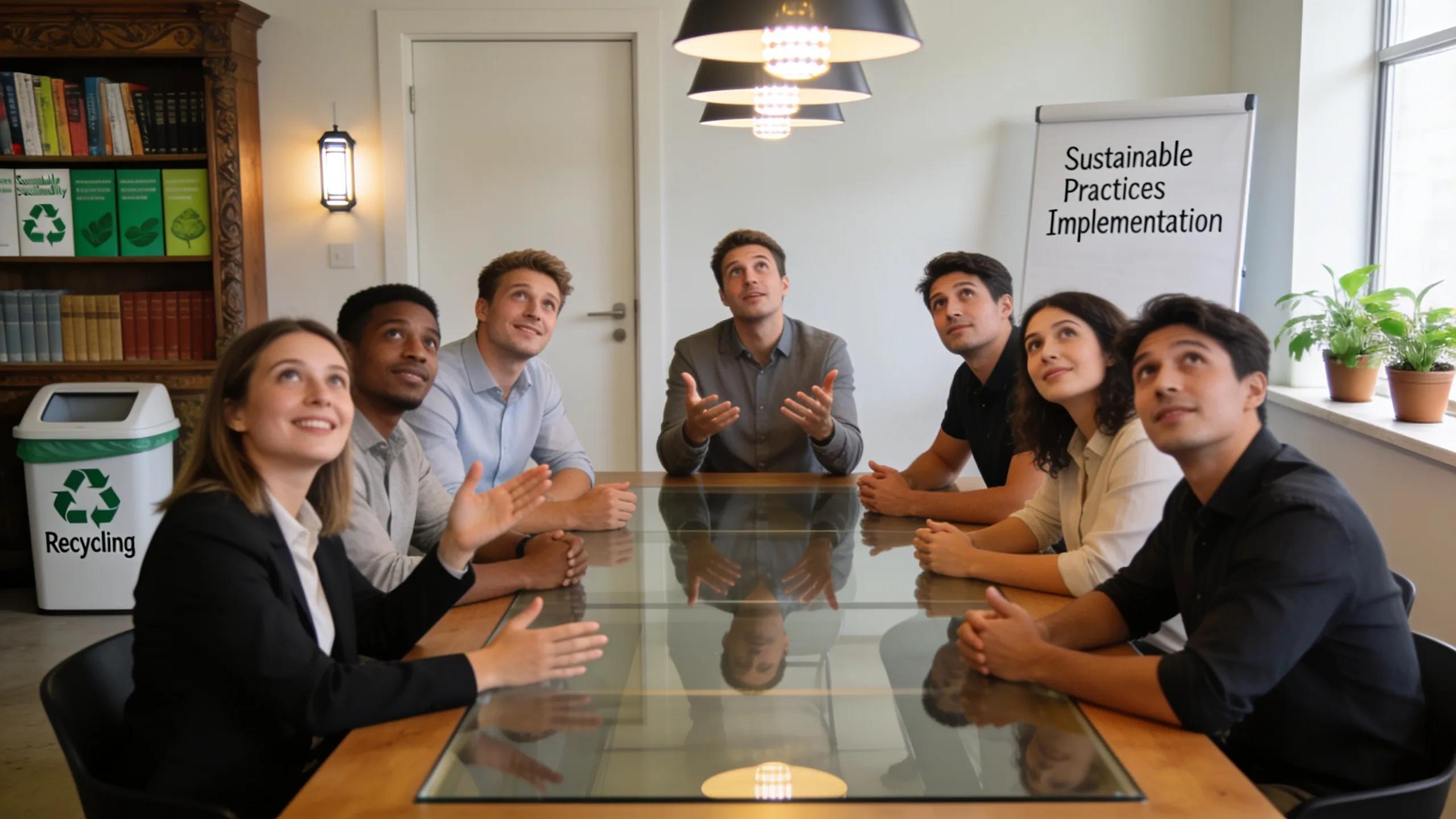 Team discussing initial resistance to change in sustainable practices
