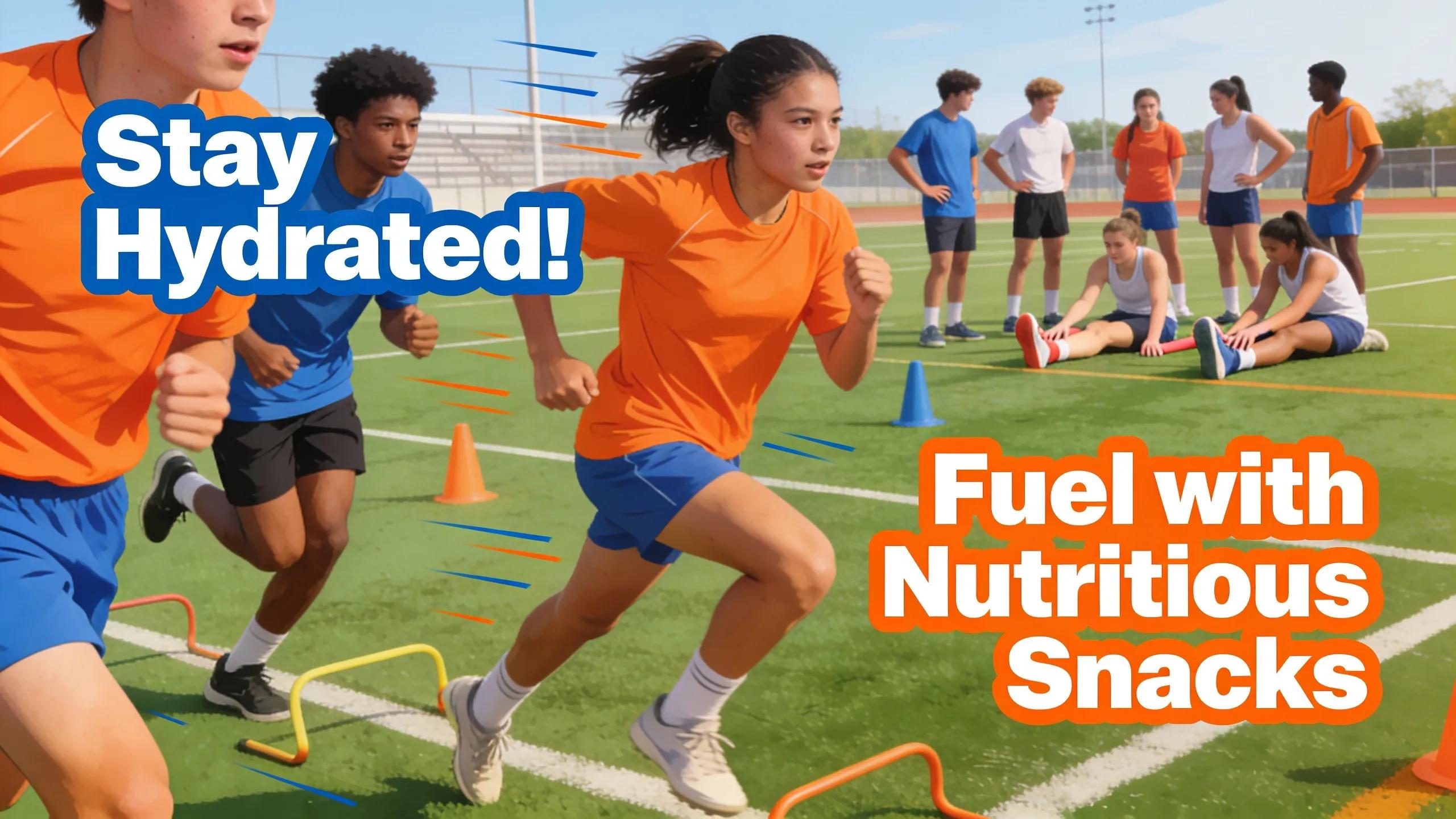 Student athletes exemplifying hydration and fitness tips during sports activities