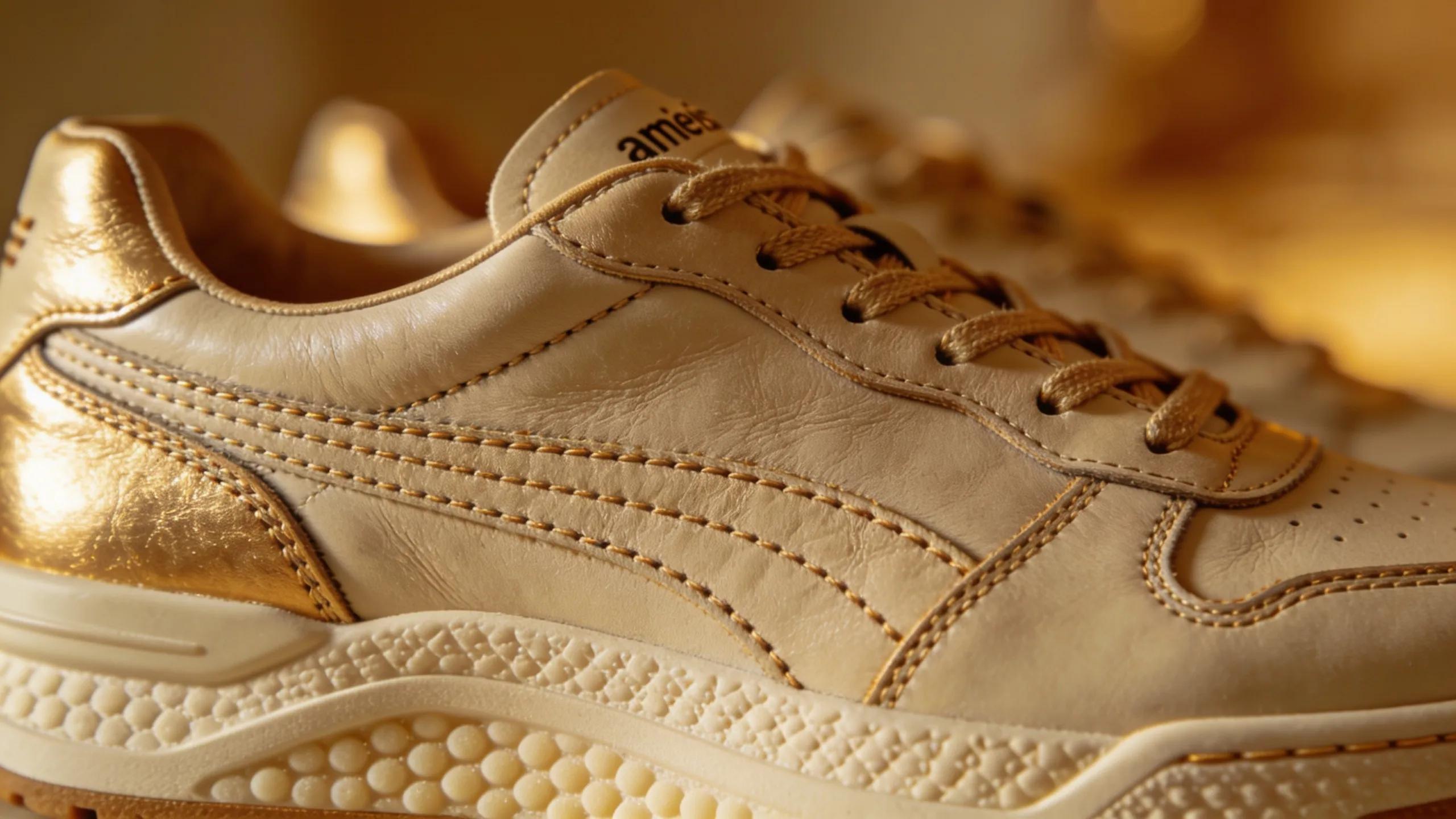 Detailed craftsmanship of Ameise Sneakers emphasising hand-stitching and premium leather