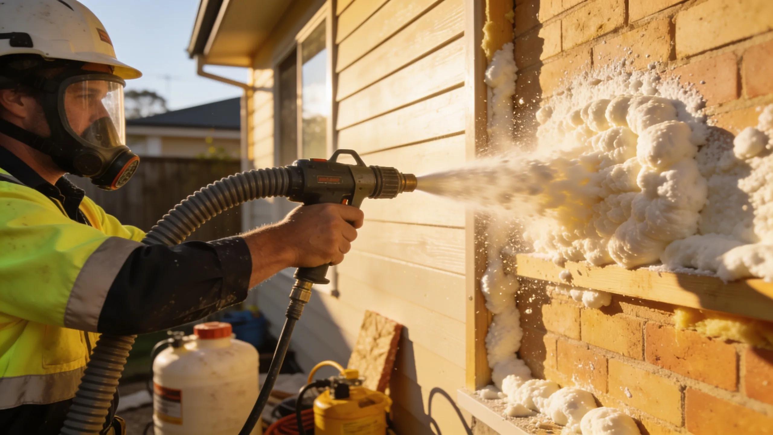 Fire-resistant spray foam insulation being applied to a home in Perth
