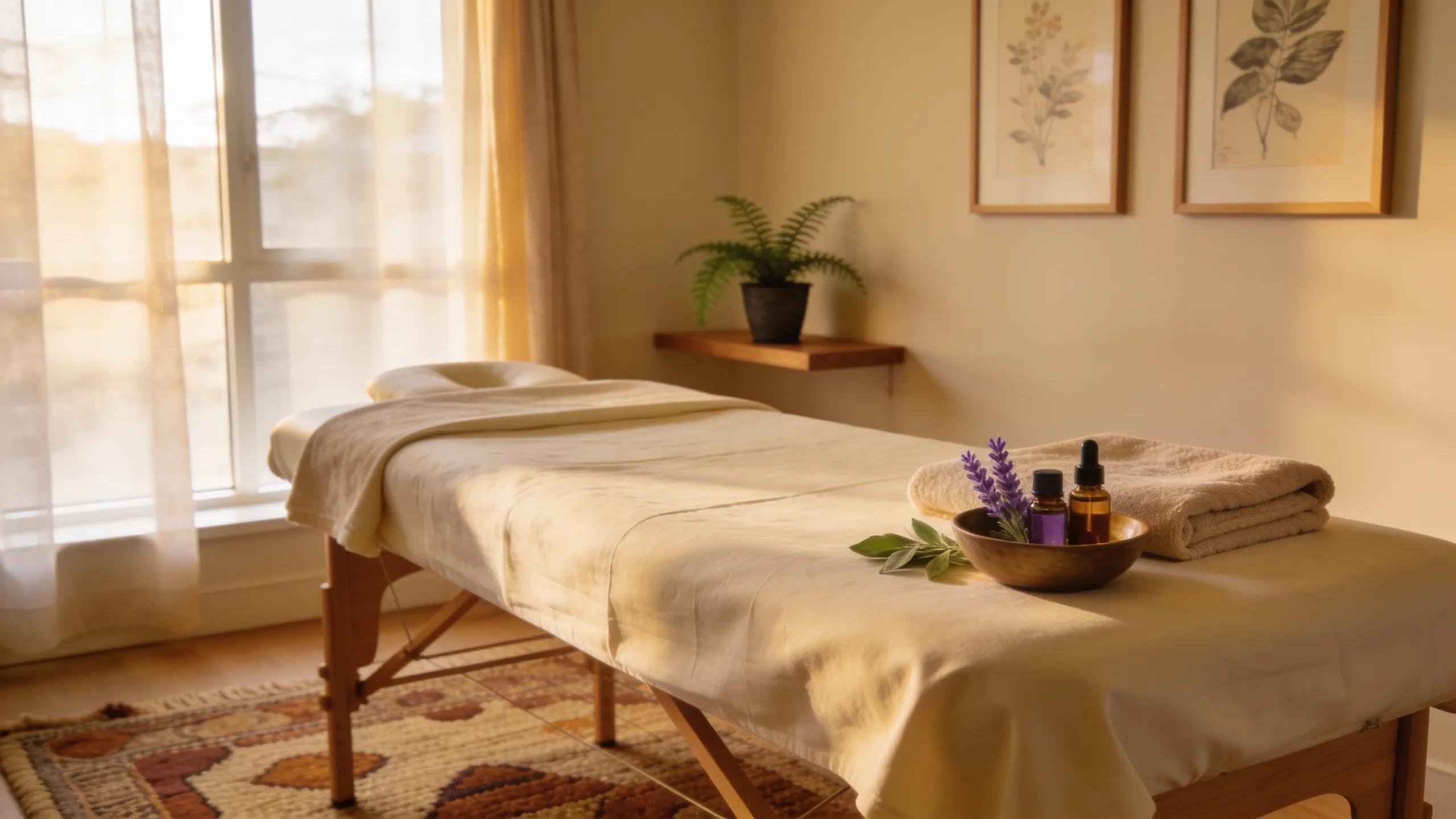 Relaxing massage therapy room in Glen Waverley with soothing decor and essential oils