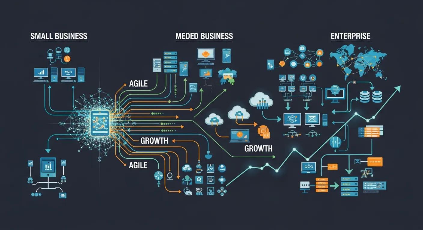 Illustration of scalable network architecture supporting business growth