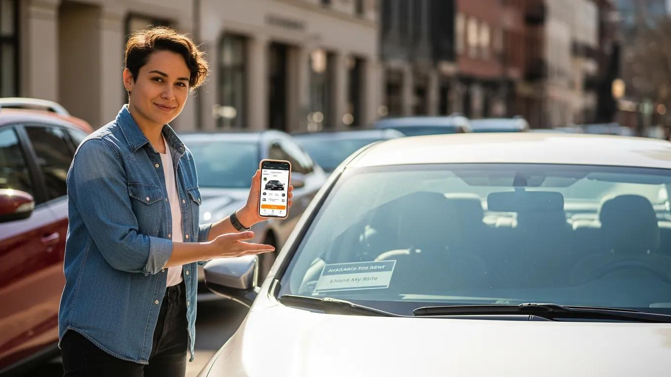 Vehicle owner listing their car for peer-to-peer rentals, showcasing the gig economy