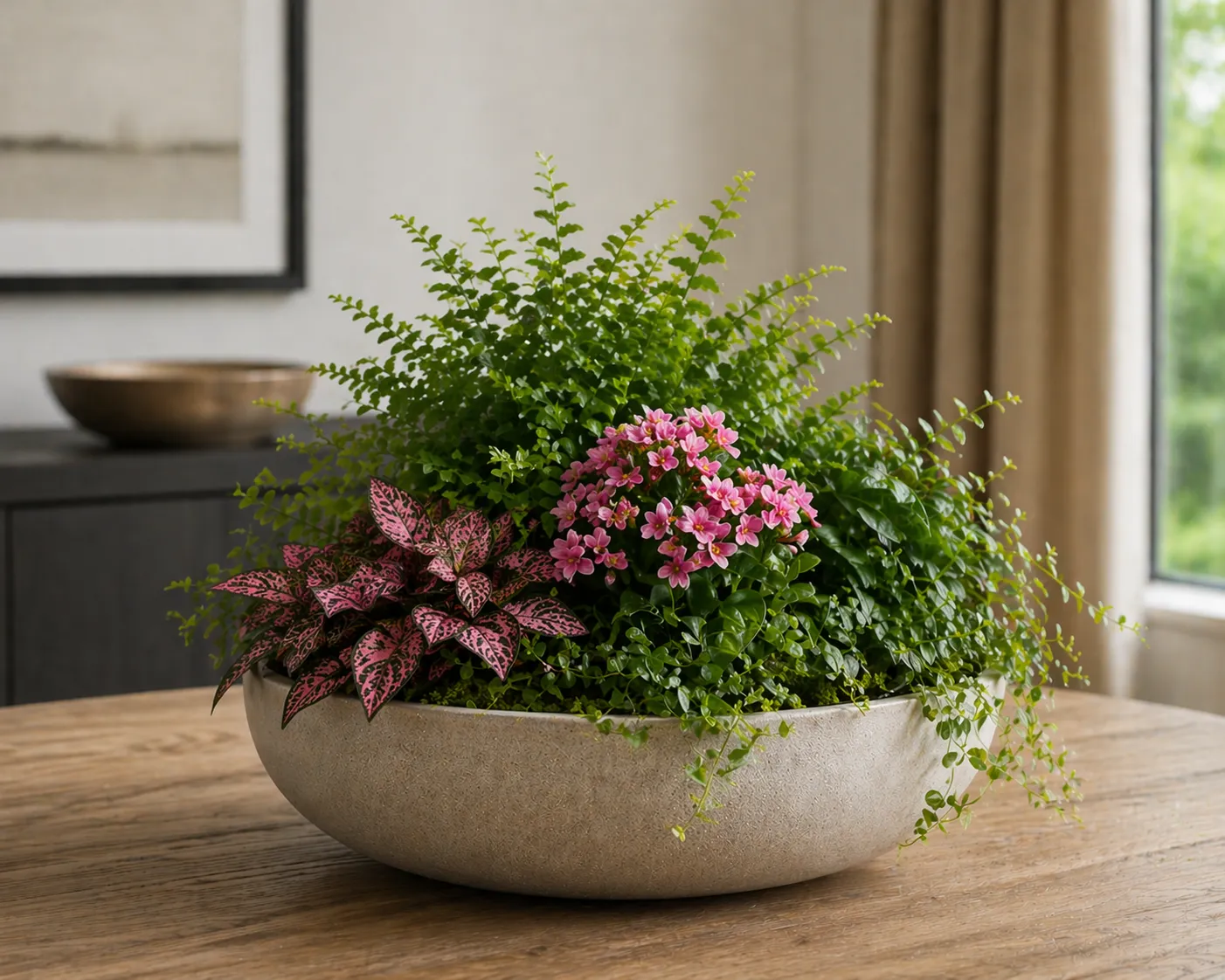 Variety of indoor plants available for lease in a modern office, illustrating seasonal rotations