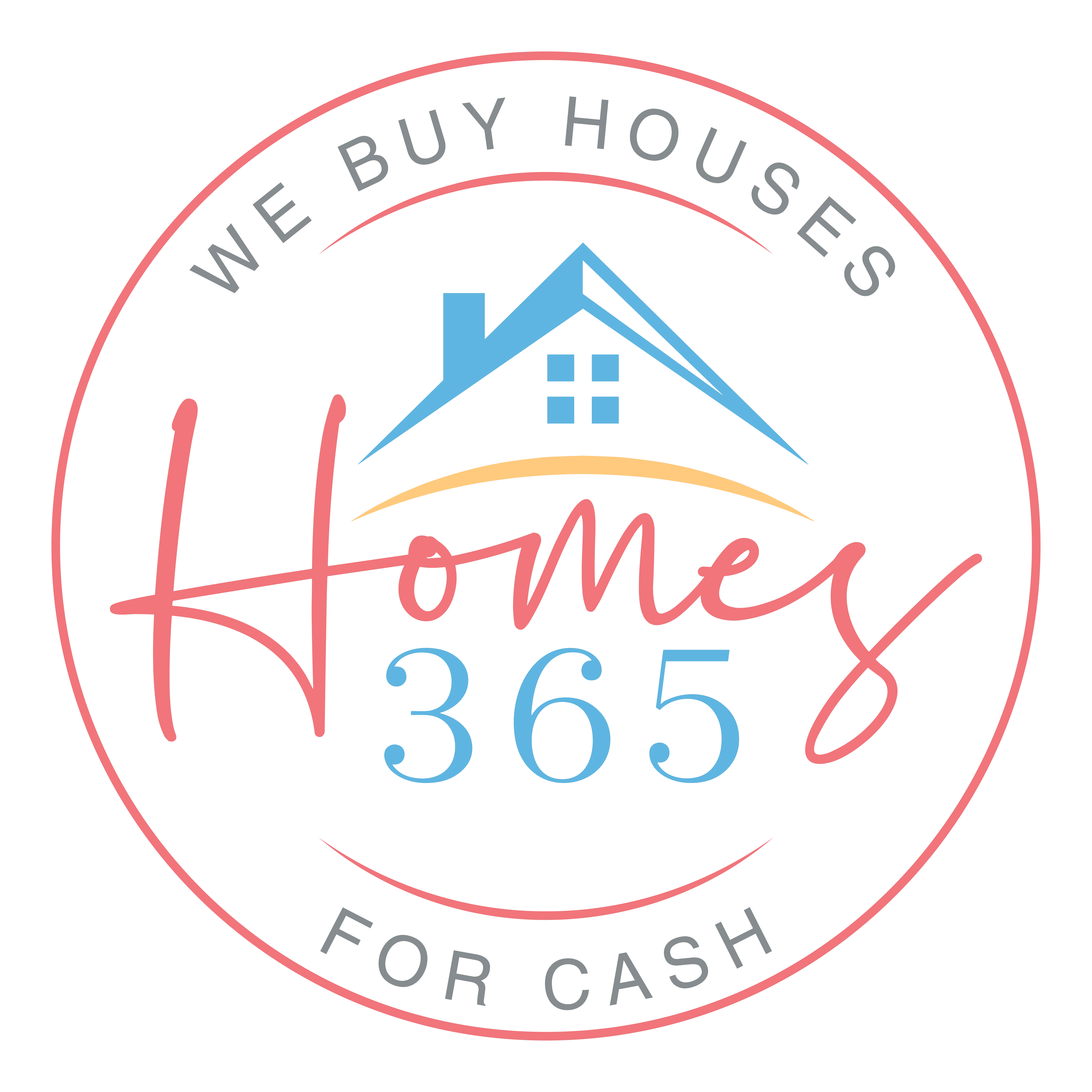 Logo featuring a house graphic with the text "Homes 365" and "We Buy Houses for