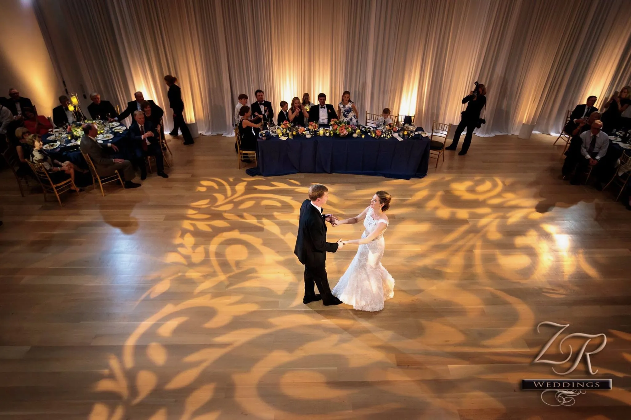 Luxury reception venue with architectural uplighting