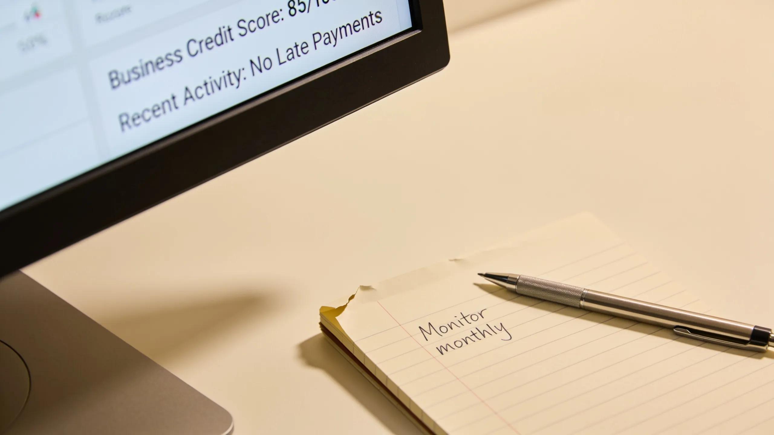 Close-up of computer displaying business credit score report