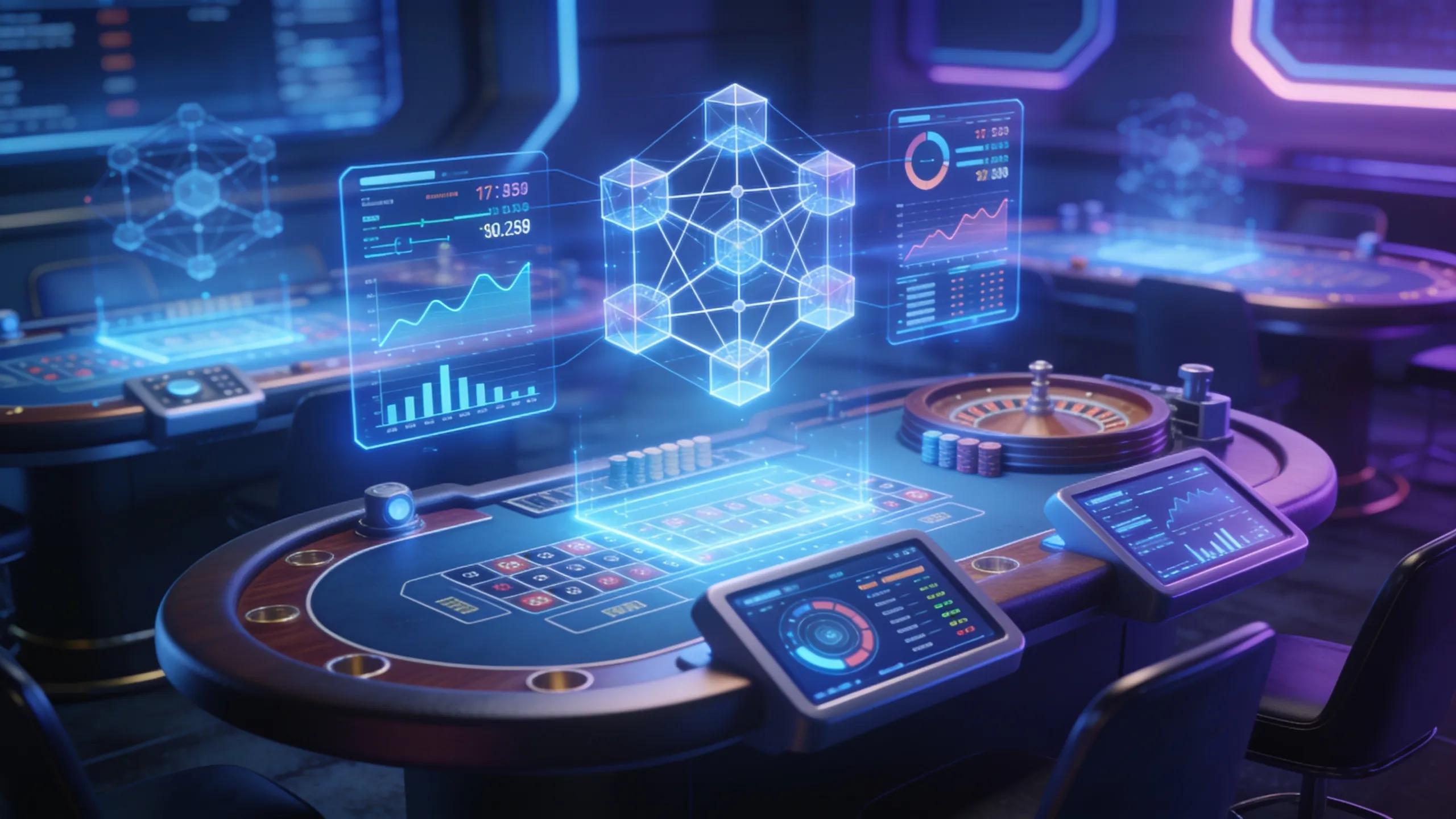 Visual representation of AI technologies optimizing gambling sites, illustrating data analytics and user interfaces
