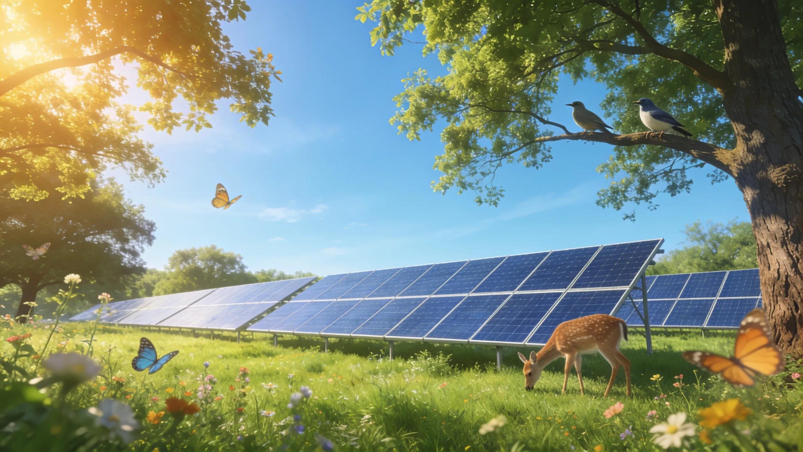 Solar panels in nature illustrating the positive environmental impact of renewable energy