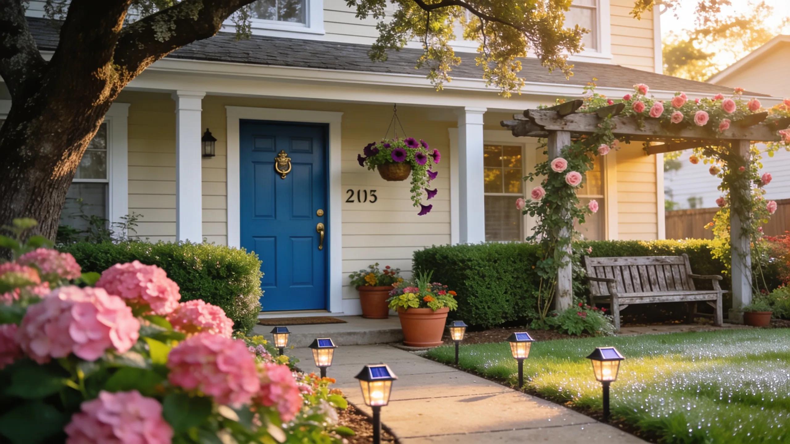 Home exterior showcasing attractive landscaping and vibrant curb appeal enhancements