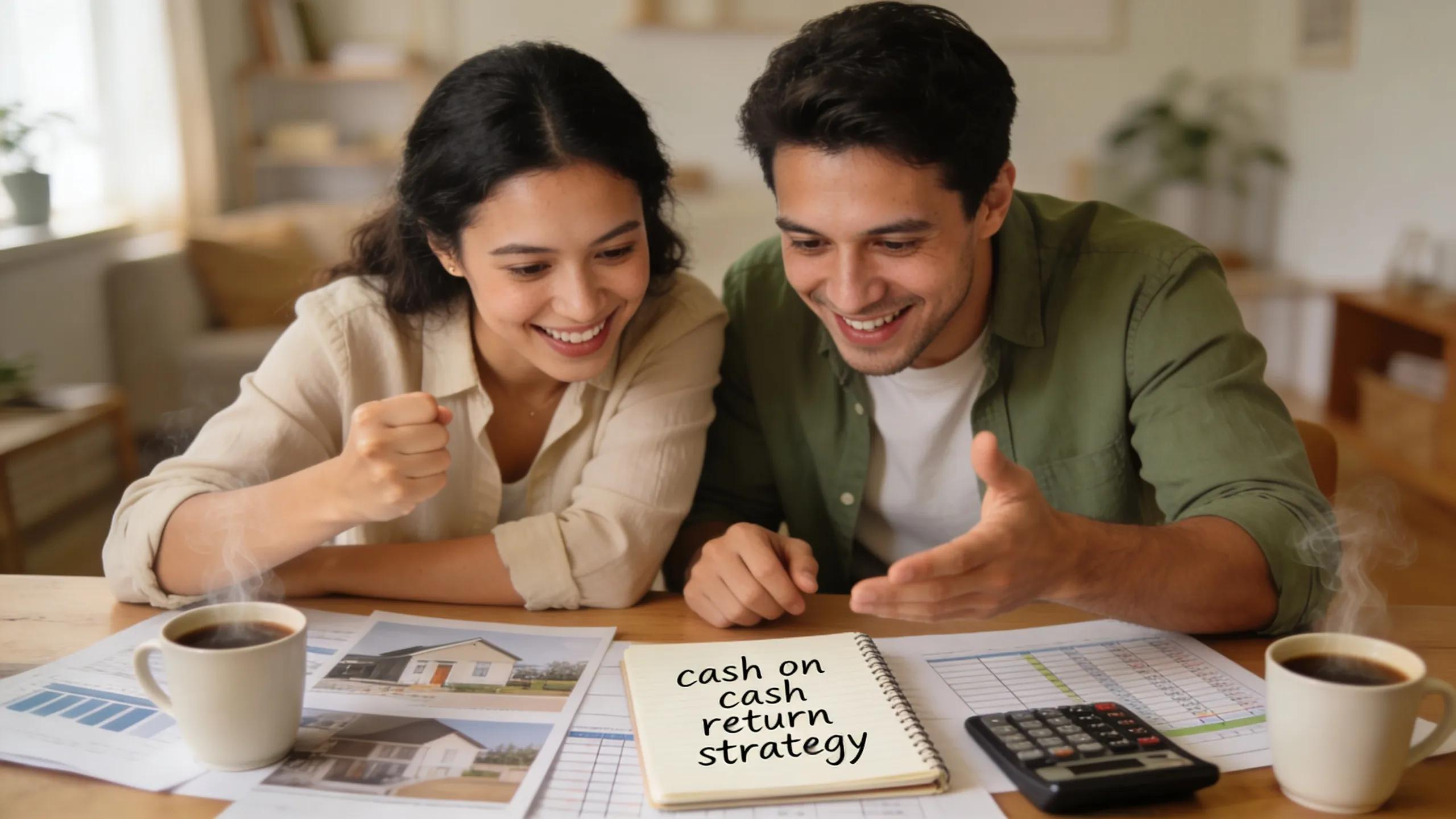 Couple evaluating cash on cash return for multifamily investment at a cozy table