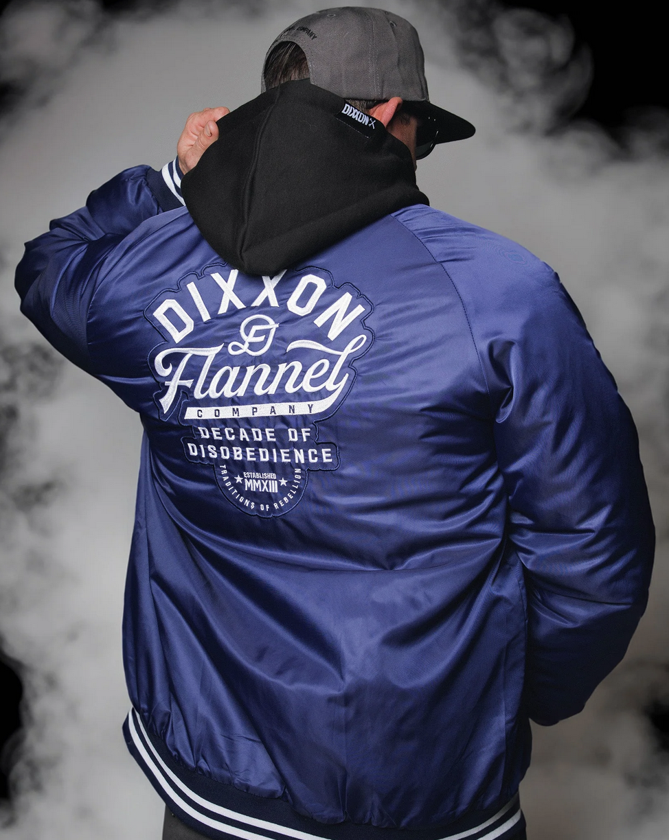Blue Pastime Nylon Varsity Jacket