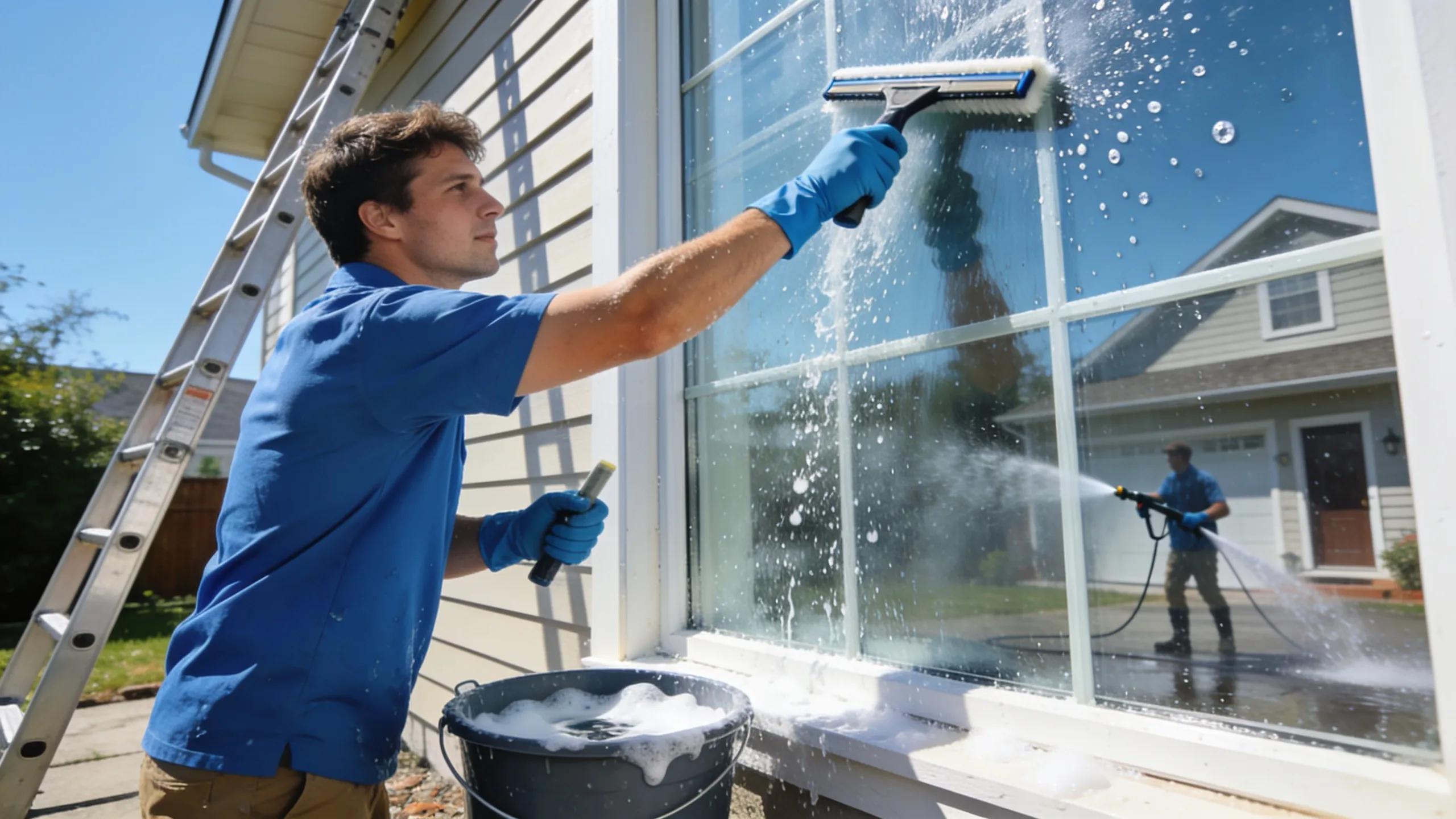 Windows Cleaning During a House Wash