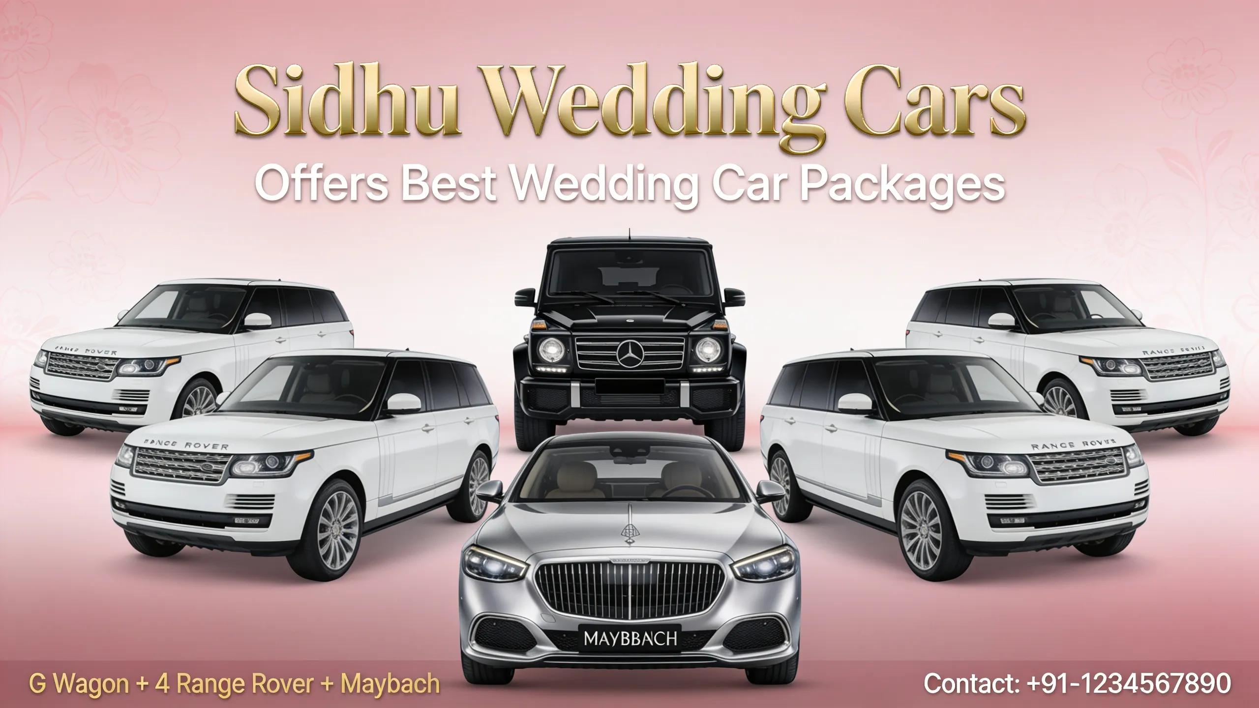 Sidhu Wedding Cars offers best packages such as G Wagon with 4 Range Rover, Maybach
