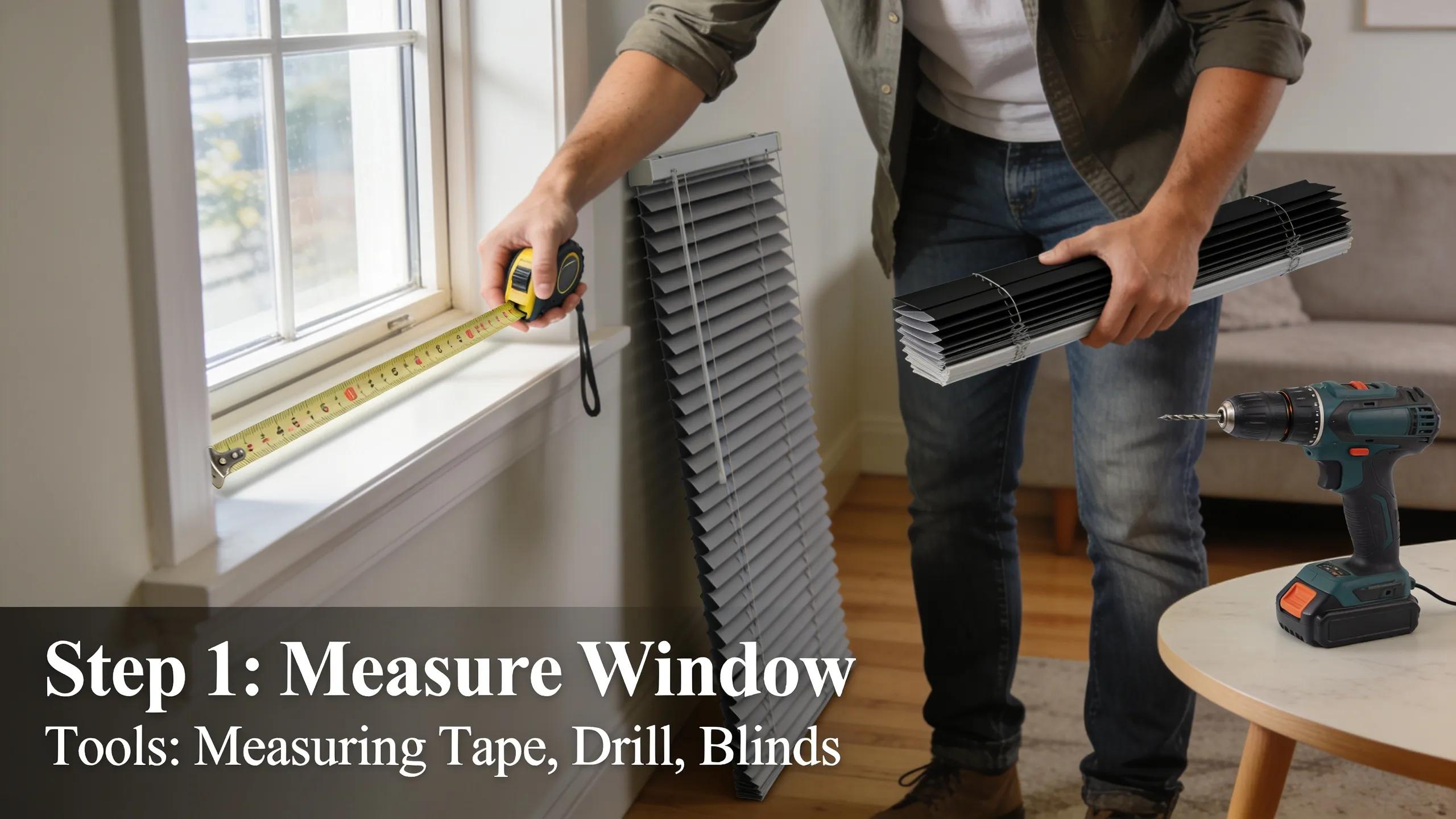 DIY installation of blackout blinds with tools and measuring for accurate setup