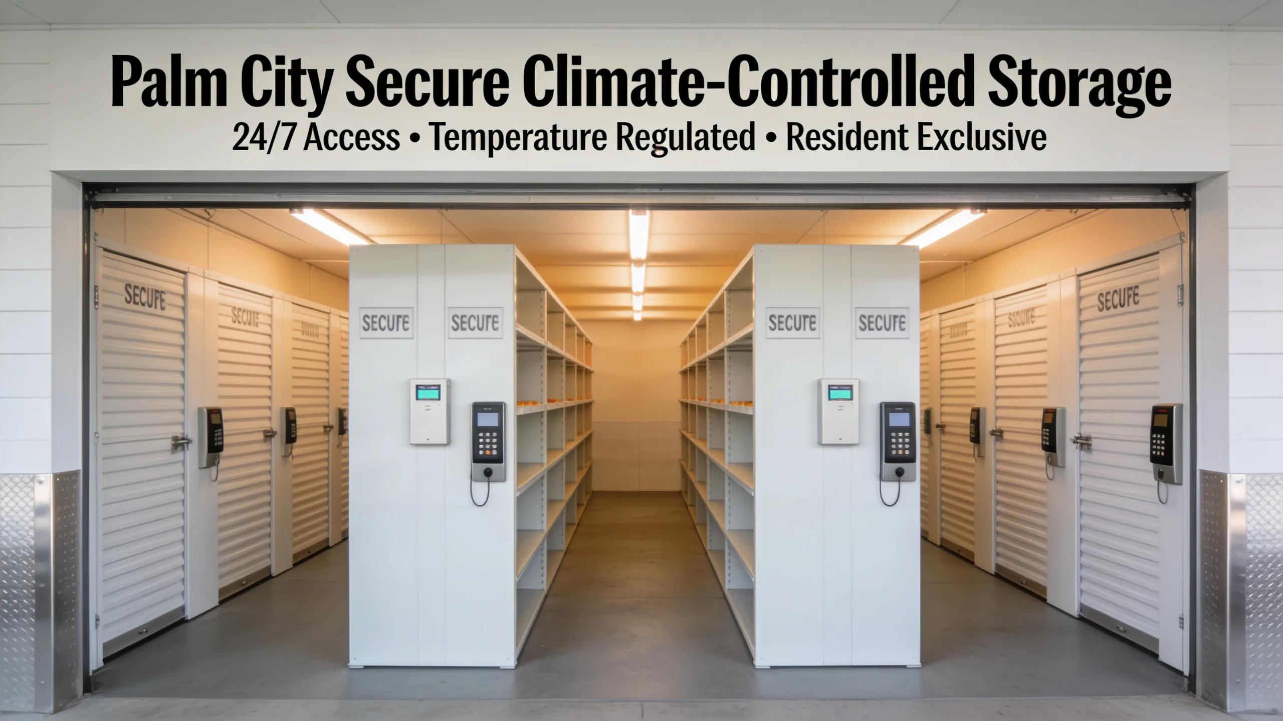 Organized climate-controlled storage units showcasing secure storage options for residents in Palm City
