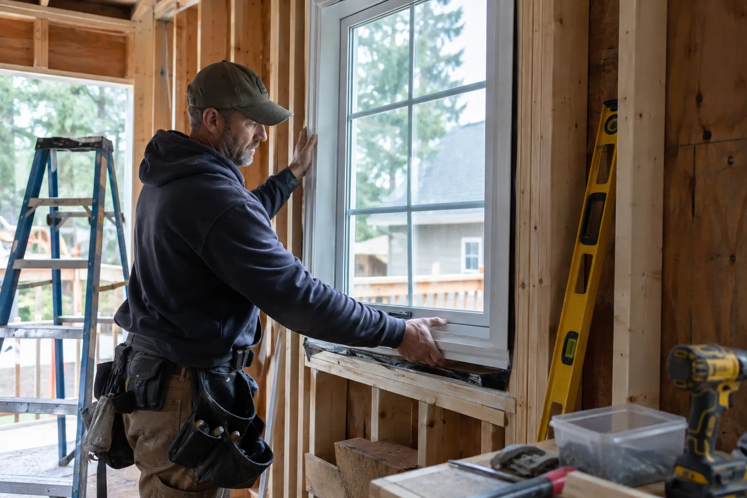 Window installation in a reframed opening requiring a Worcester County permit