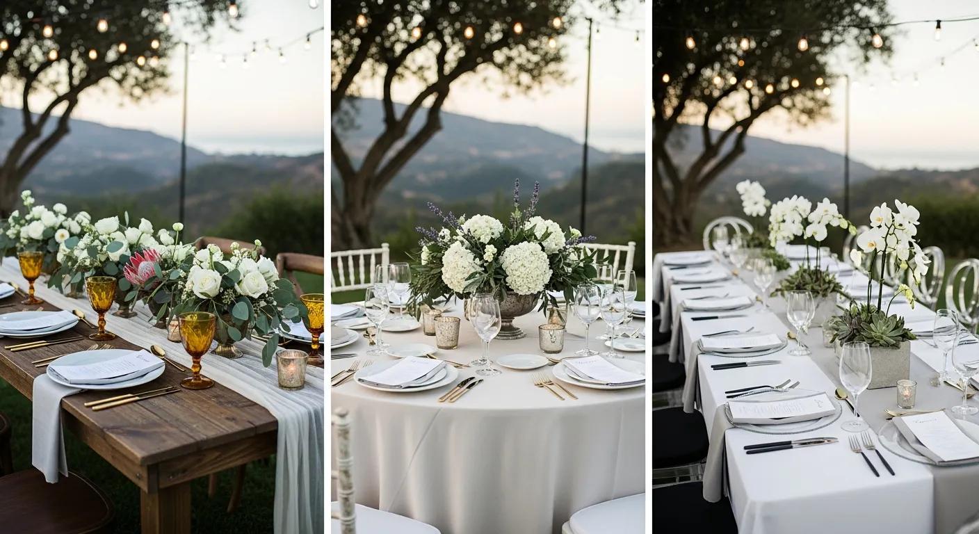 Variety of wedding table styles for outdoor events in Santa Barbara
