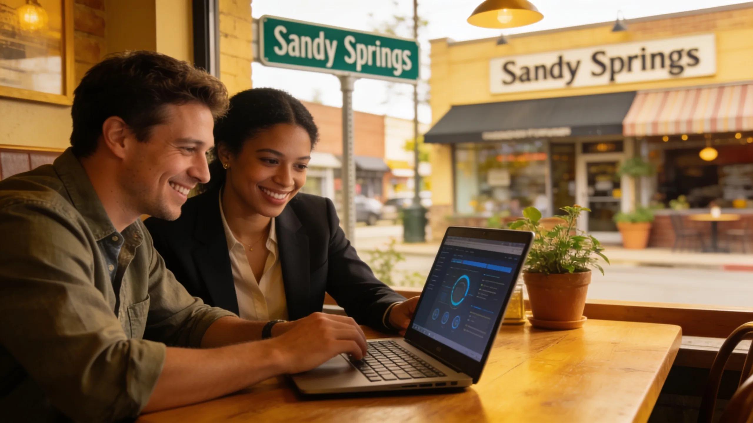 Local IT service provider discussing solutions with a small business owner, showcasing community connection