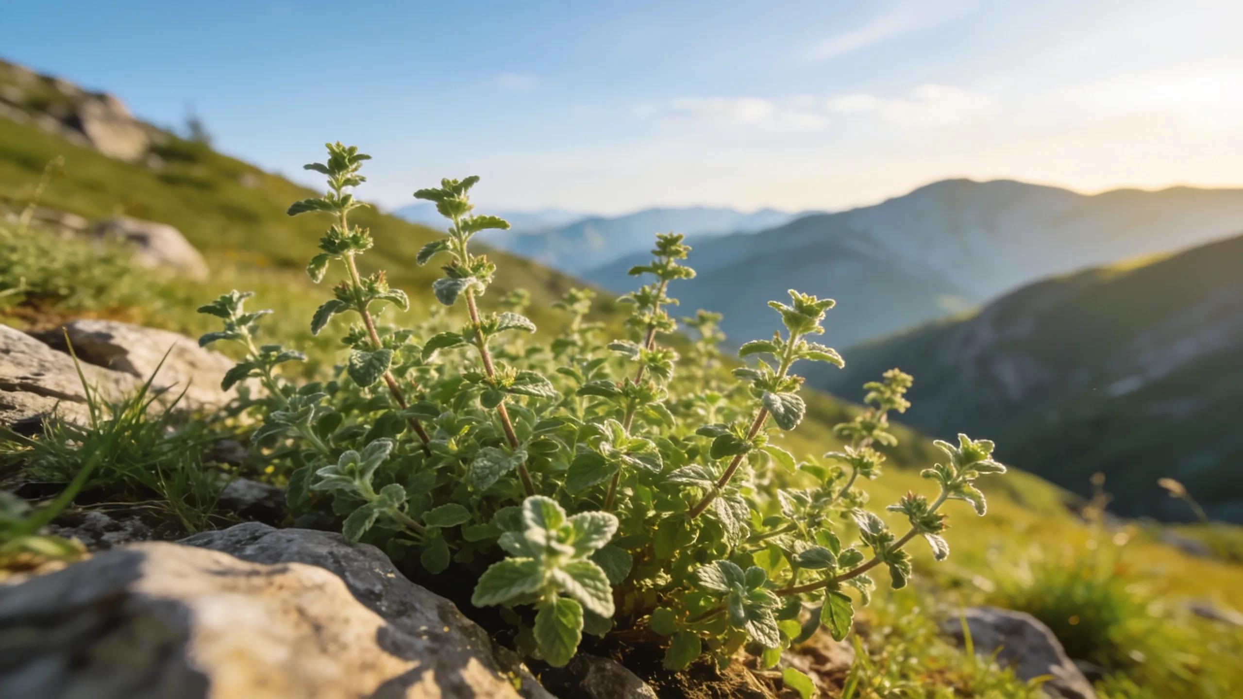 Natural landscape with wild oregano plants representing sustainable sourcing practices