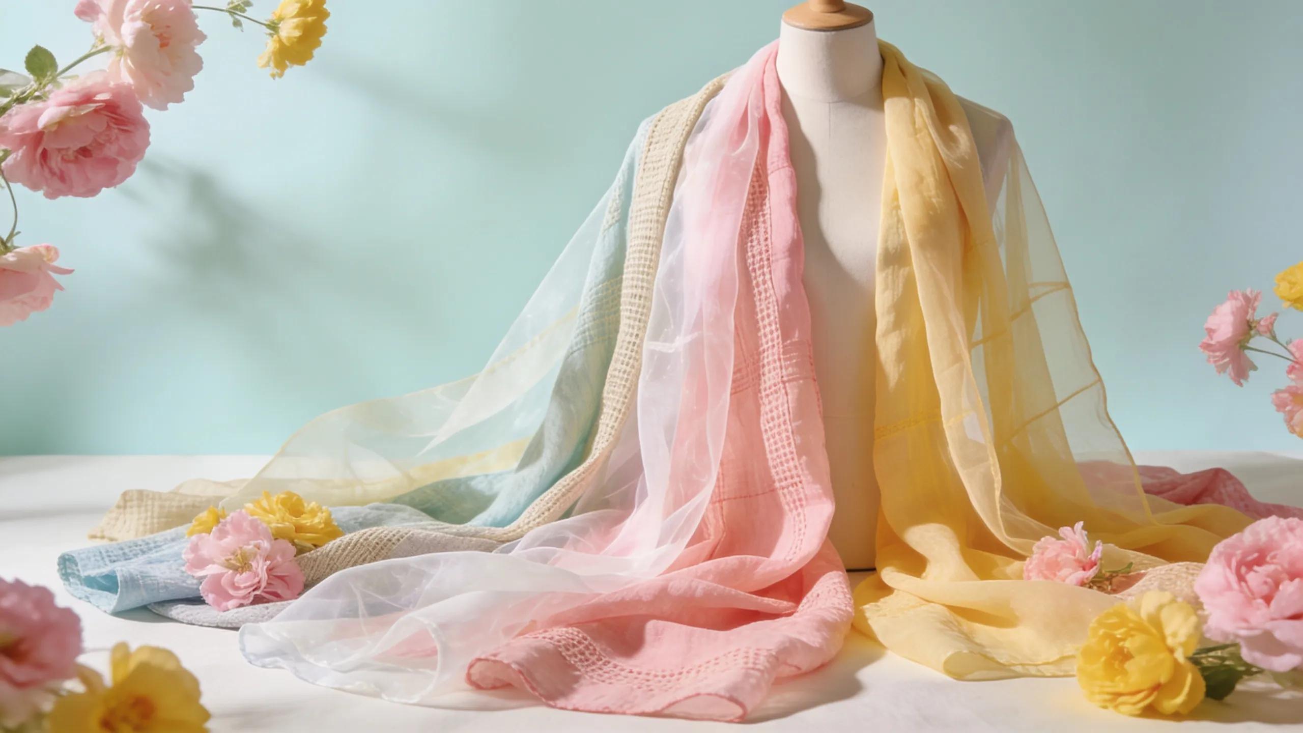 Variety of lightweight fabrics ideal for summer cocktail dresses displayed elegantly
