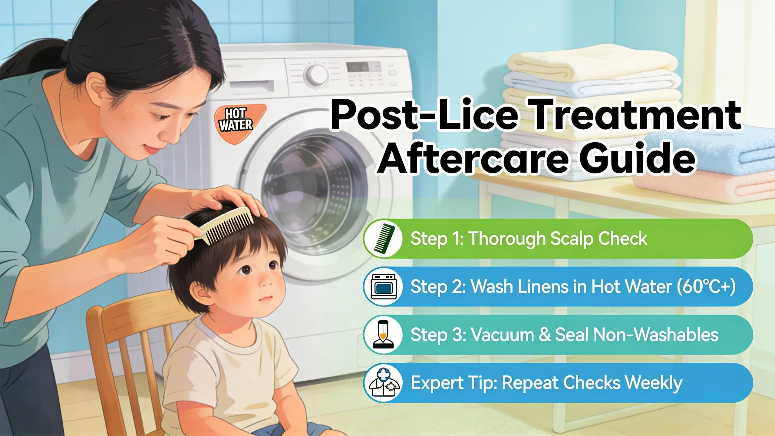 Post-treatment aftercare for lice removal, highlighting best practices and follow-up checks