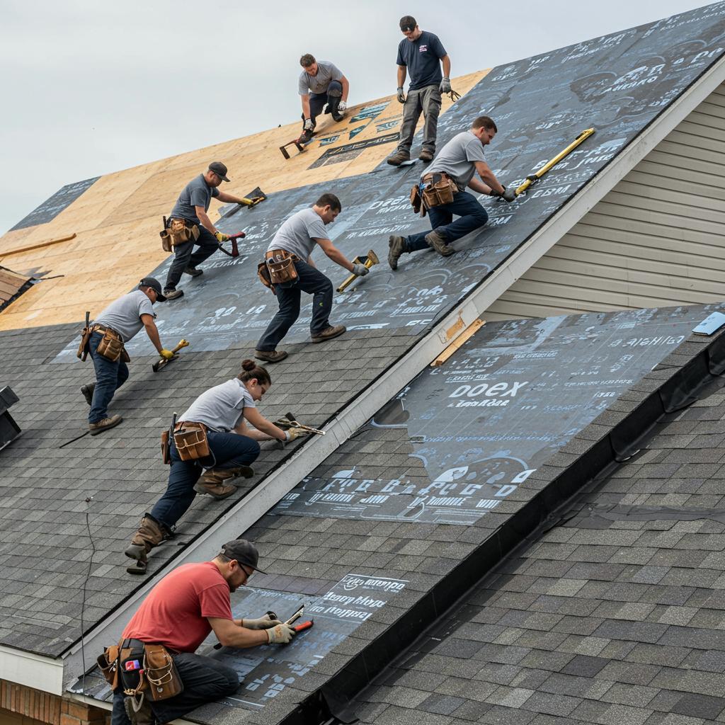 Roofing professional using advanced tools for thermal imaging and drone inspection