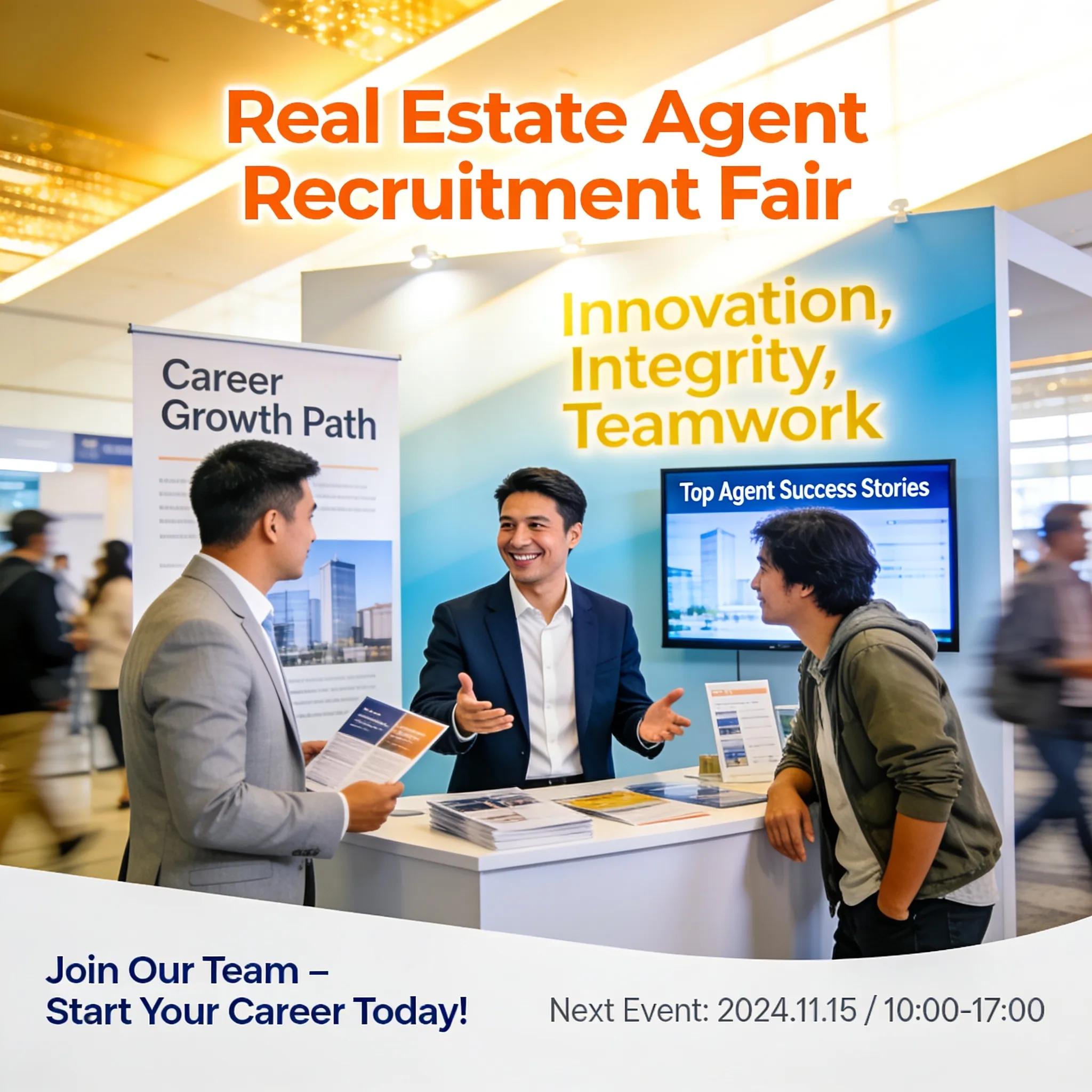 Recruitment fair for real estate agents showcasing career opportunities