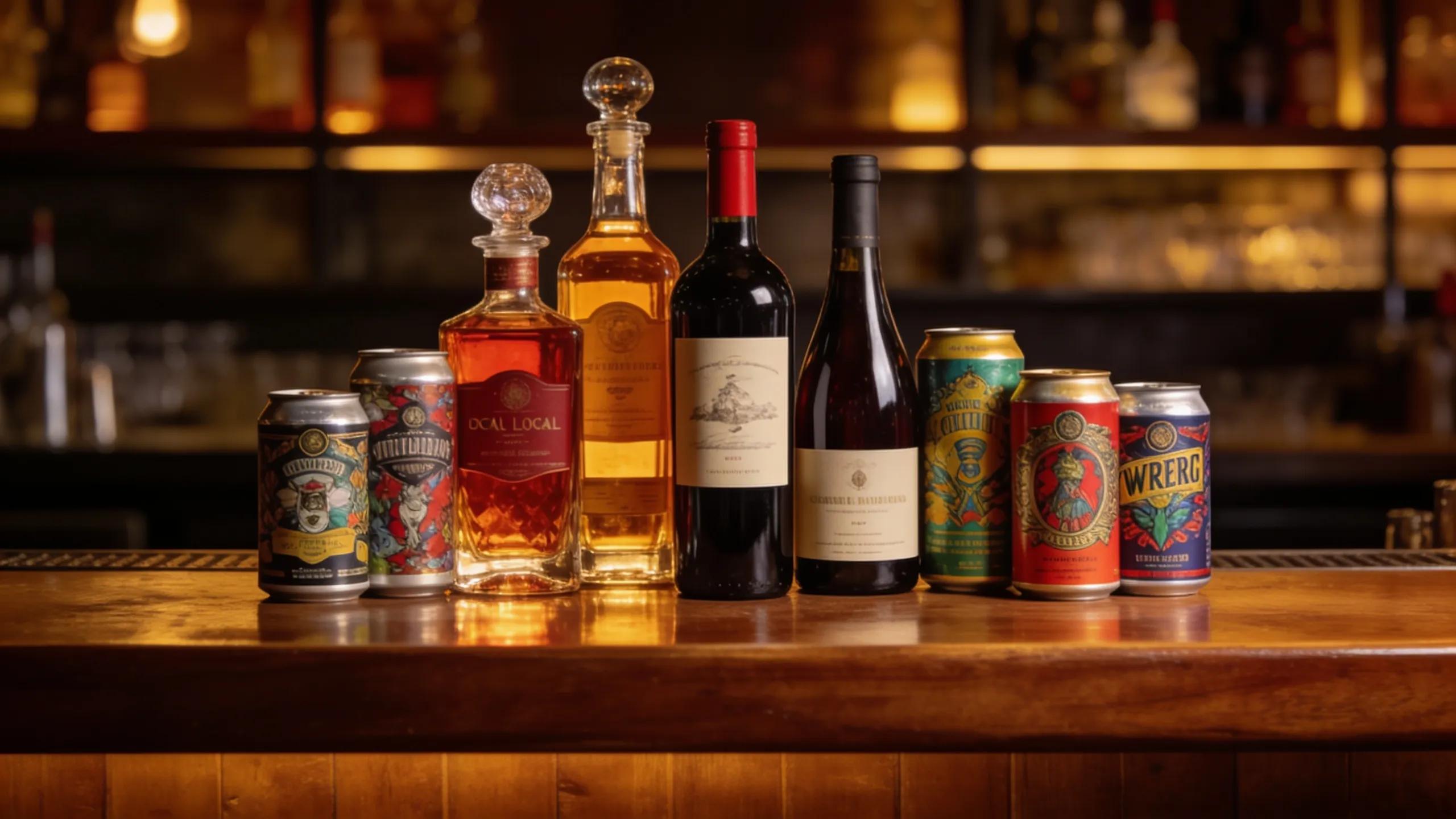 Display of diverse alcoholic beverages showcasing variety from local off-license deliveries