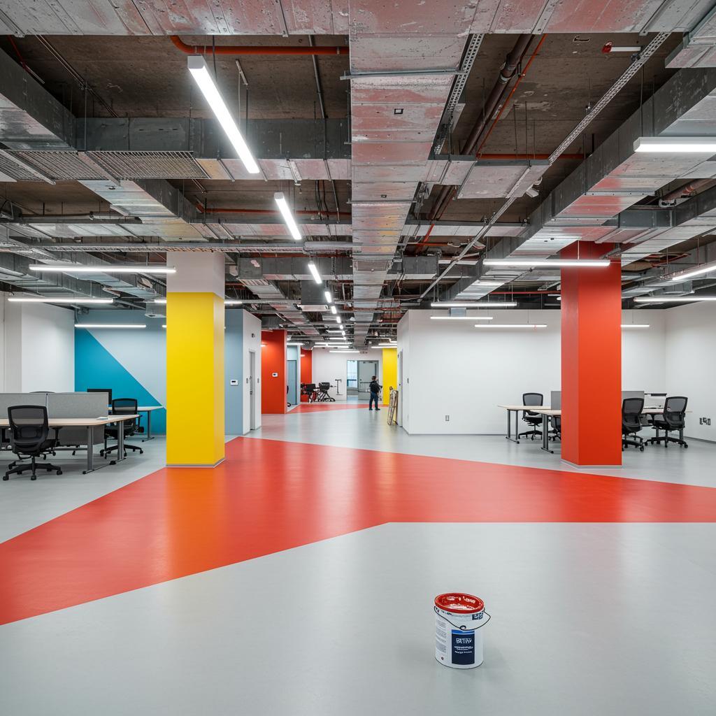 Clean epoxy flooring being maintained in a commercial environment