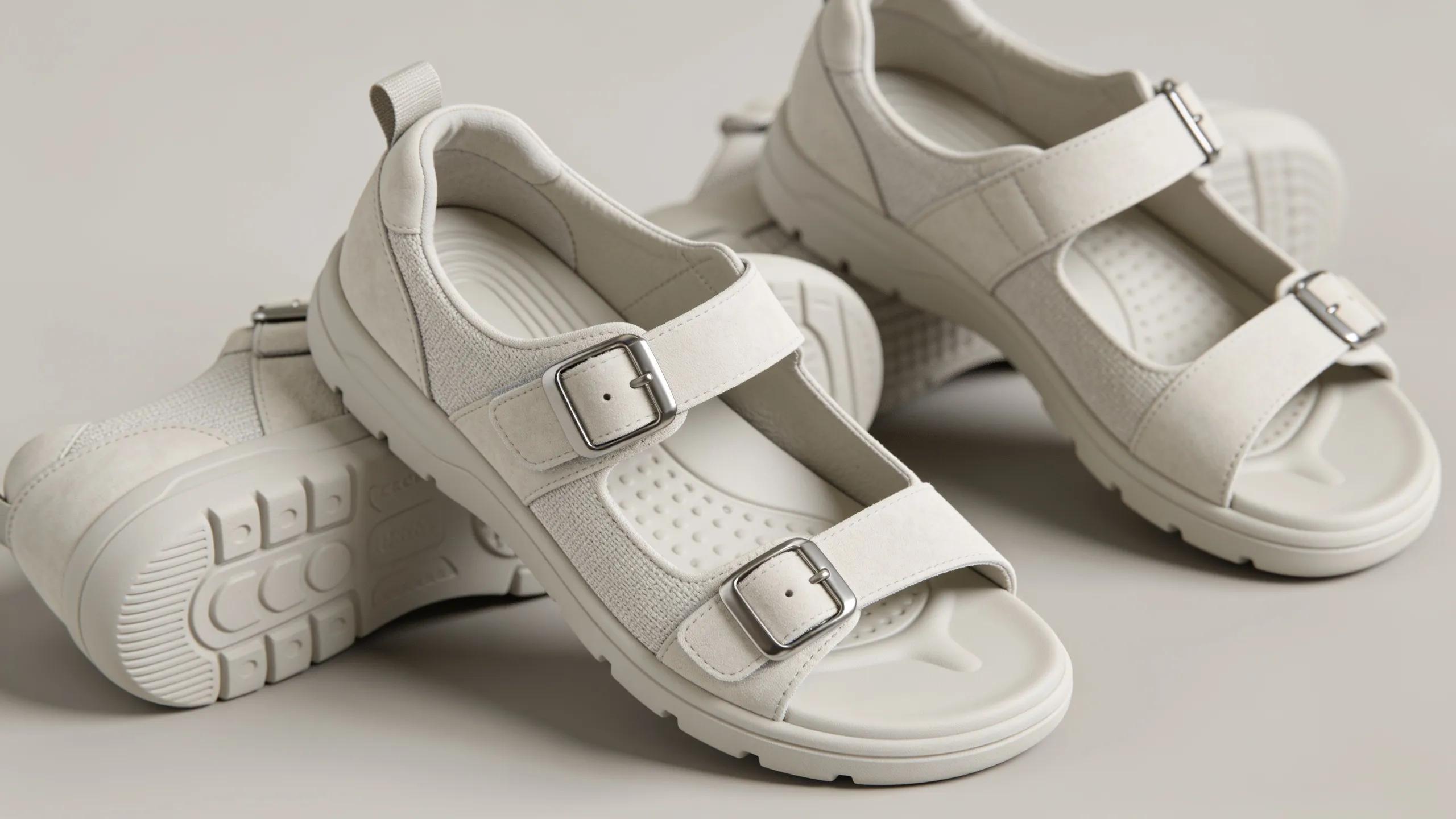 Close-up of orthopedic shoes showcasing arch support and cushioning features