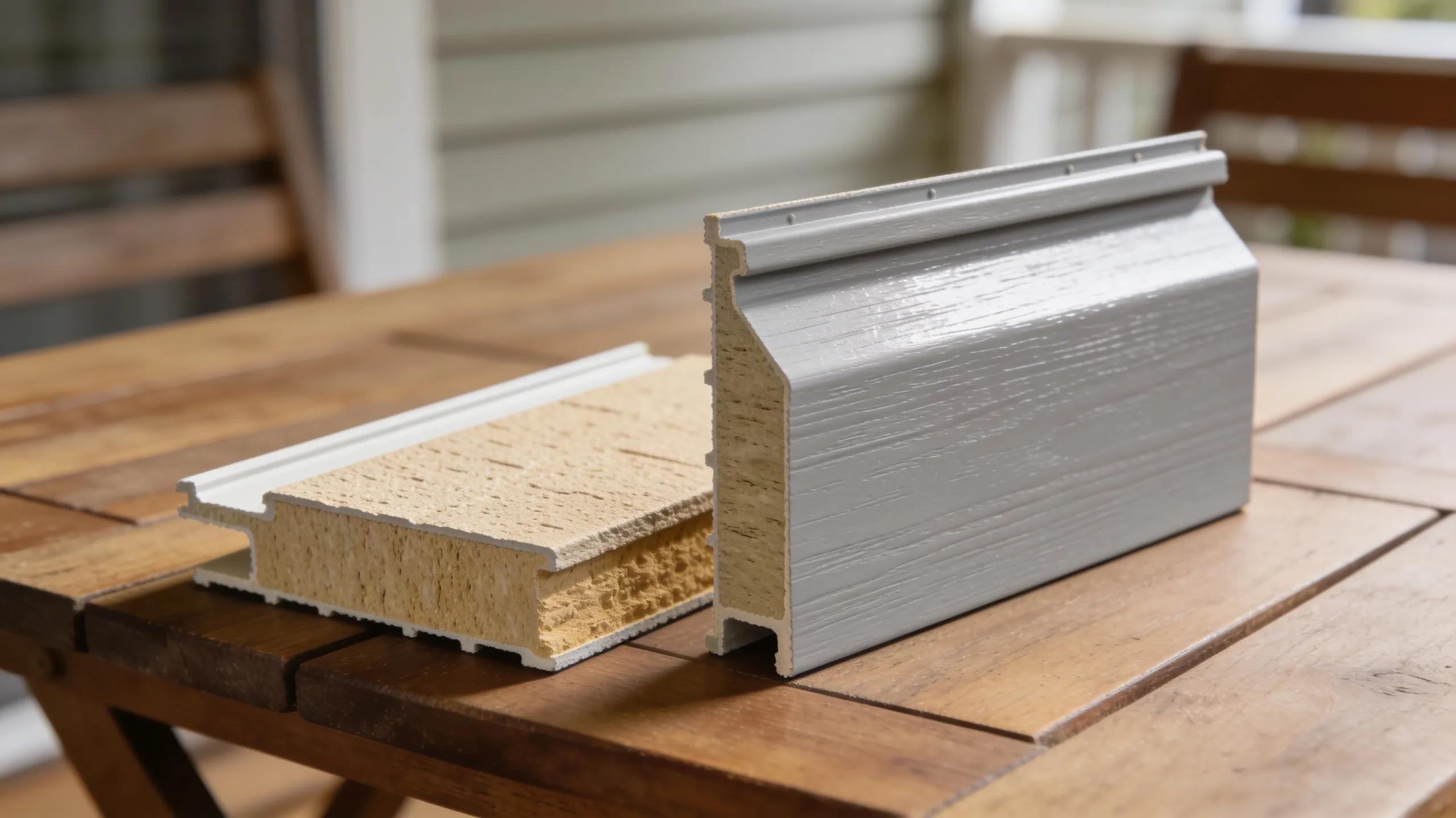 Samples of vinyl and fiber cement siding showing textures and colors suitable for Royersford homes