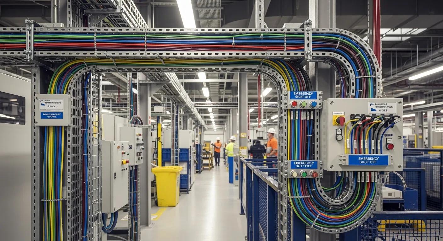 Industrial facility with protected cabling and compliant installation practices Industrial facility with protected cabling and compliant installation practices