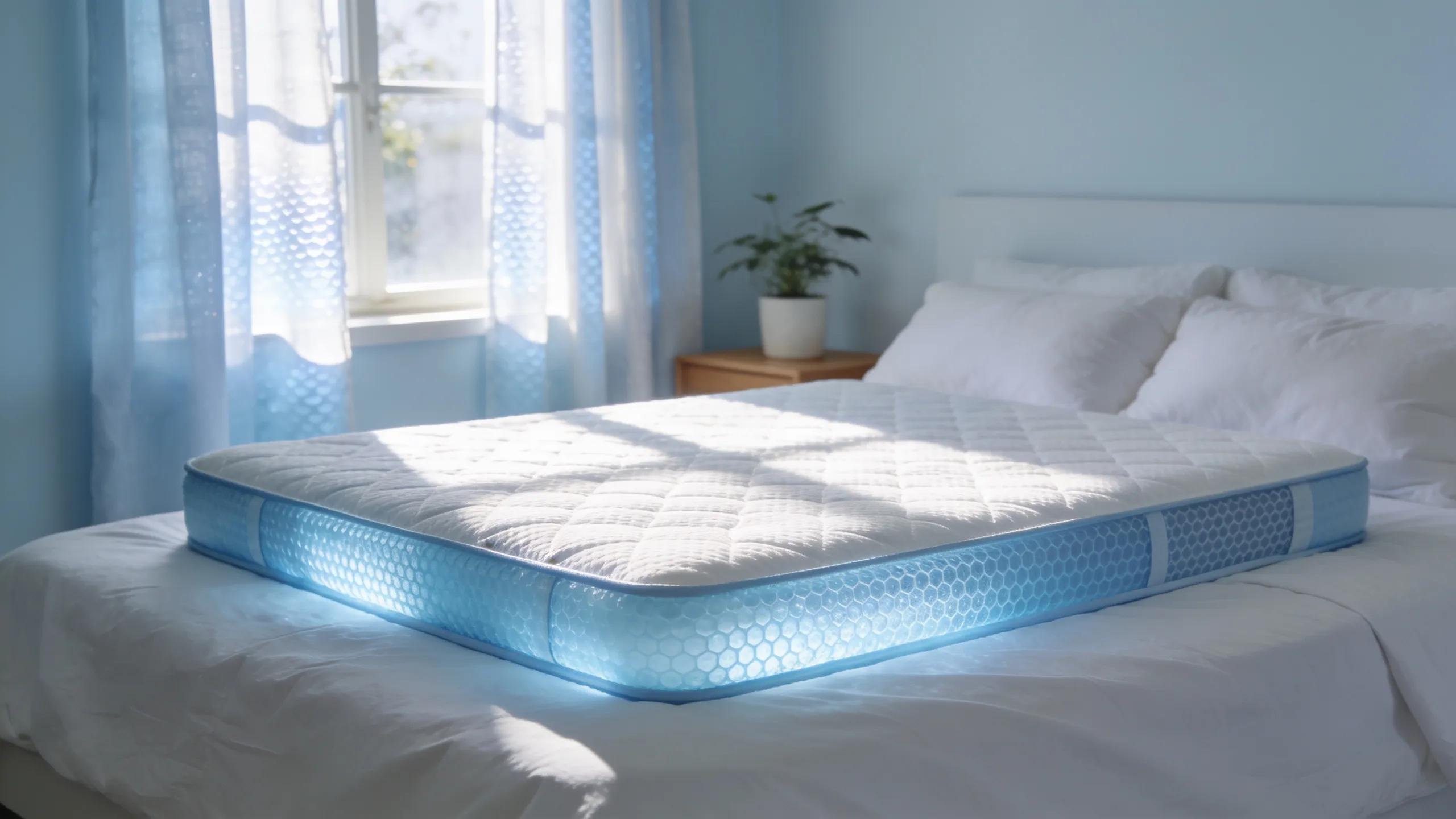 Cooling mattress topper in a tranquil bedroom setting