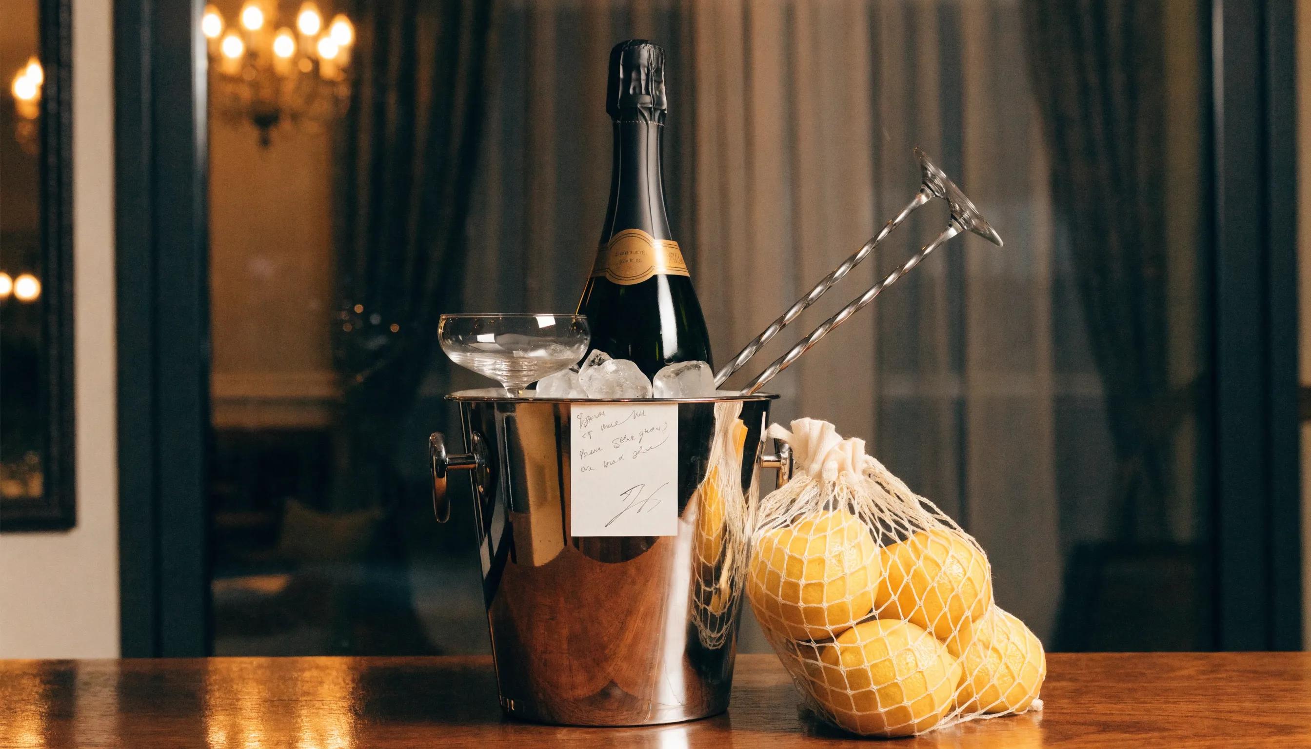 Chic presentation of luxury champagne gifts packed for delivery, emphasizing premium quality and personal touch