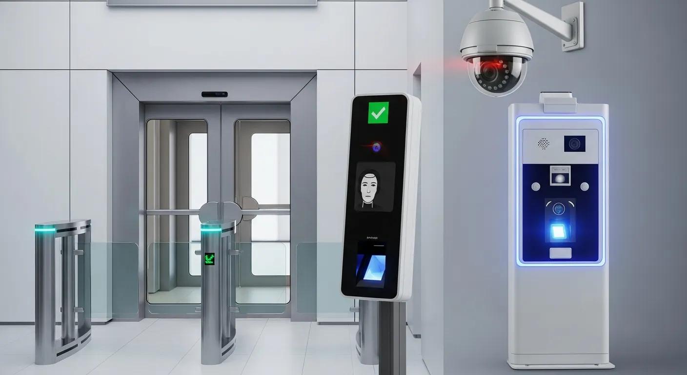 Biometric scanner and surveillance camera used to strengthen entry point security against tailgating