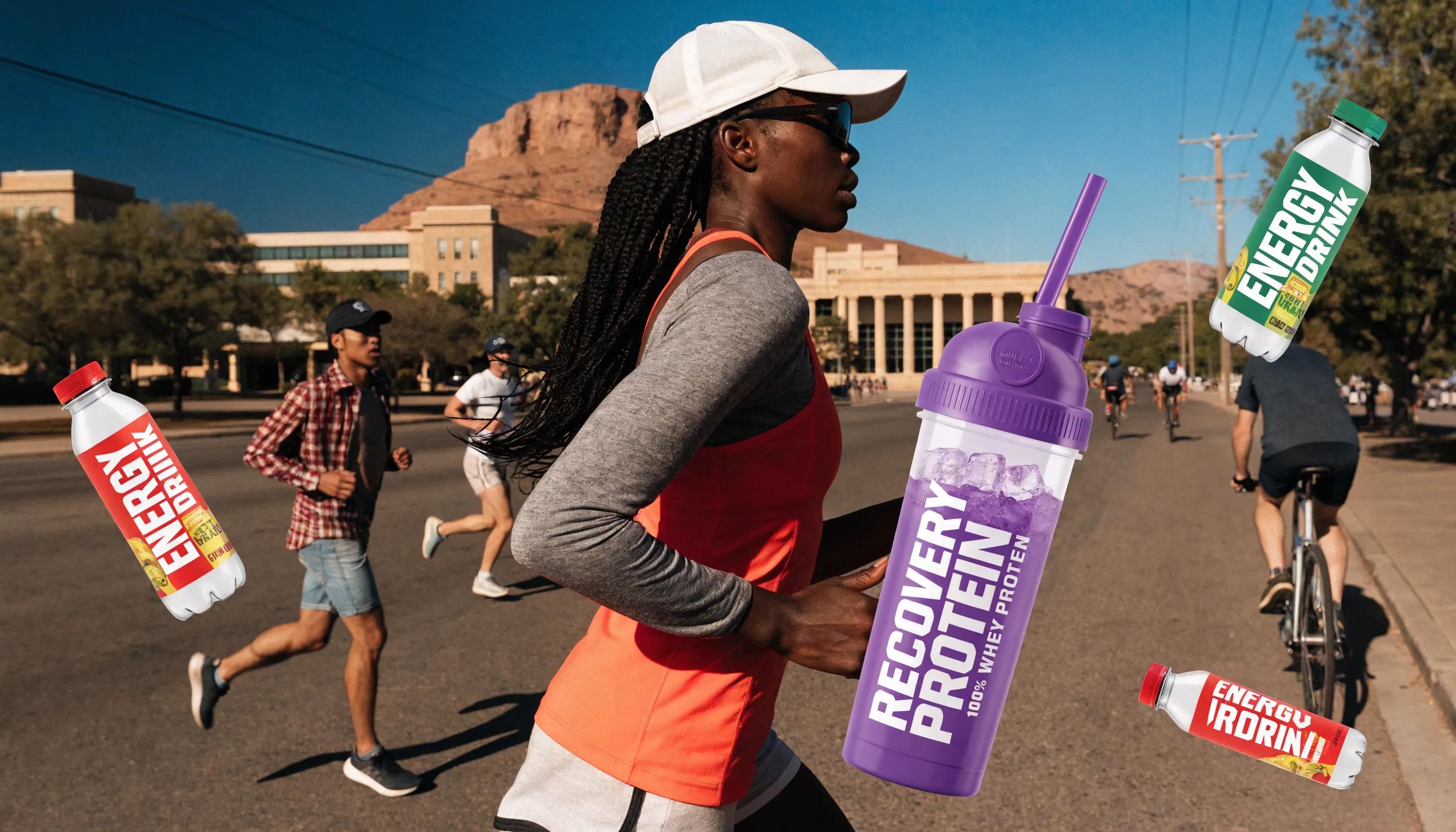 Athletes performing sports in Tempe, Arizona, with performance supplements highlighting muscle growth and recovery