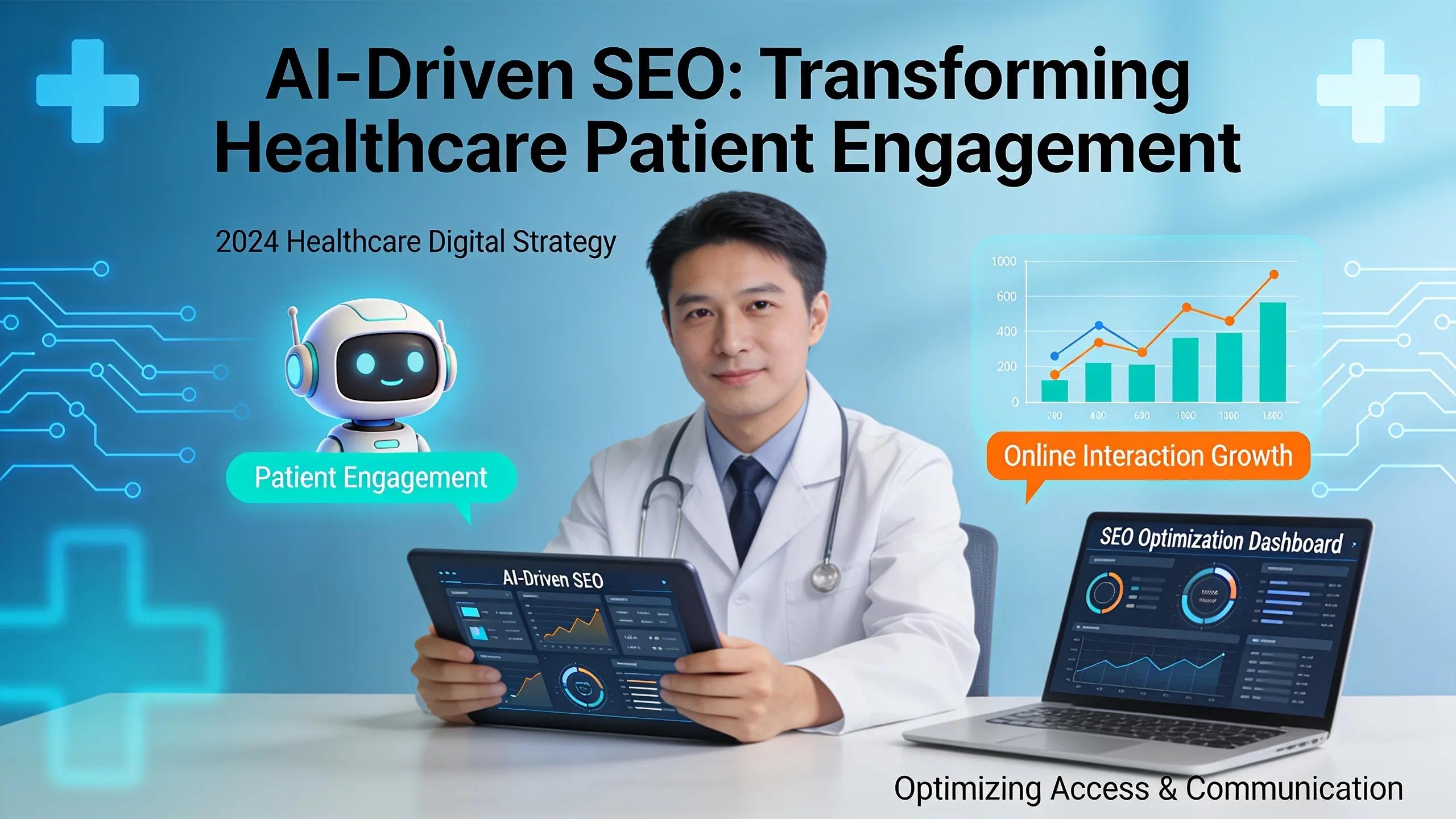 Healthcare professional optimizing patient engagement through AI-driven SEO tools