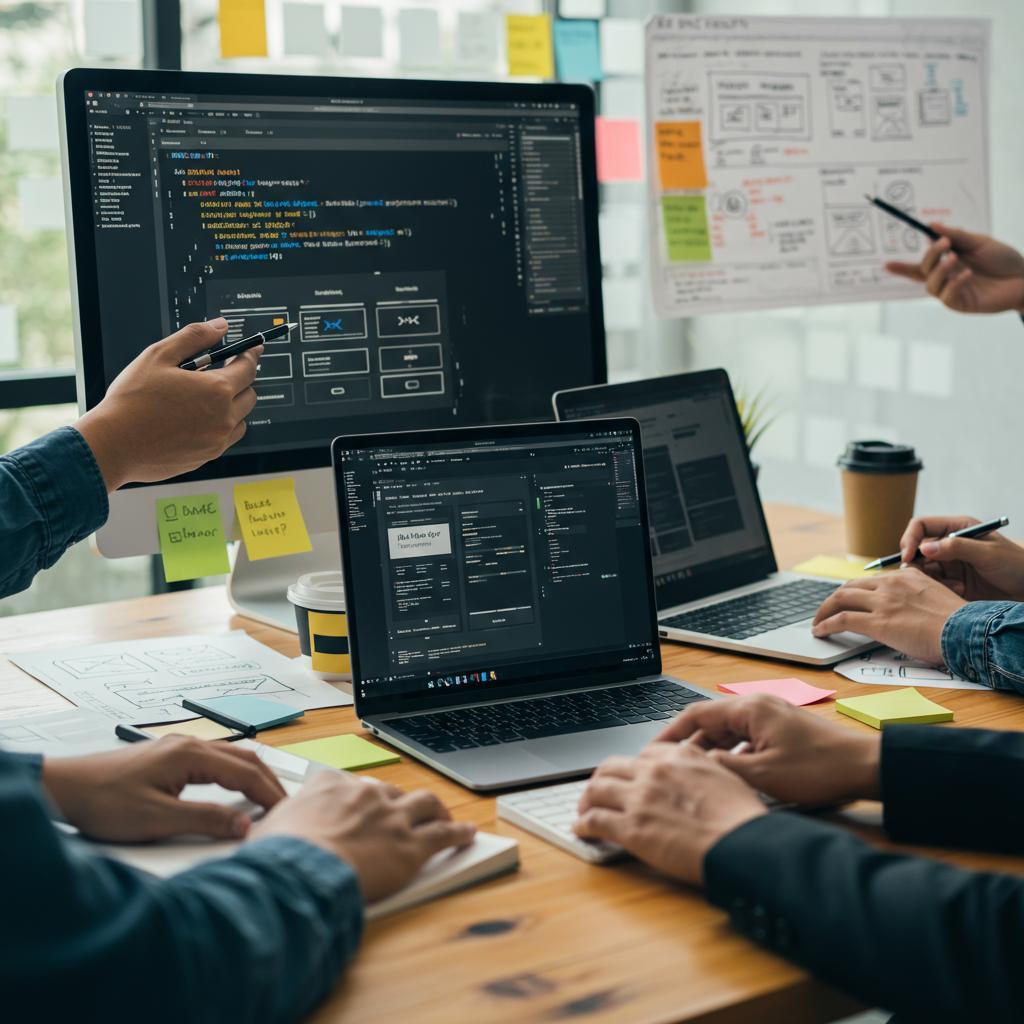 Marketing team collaborating on campaign optimization strategies in a bright office