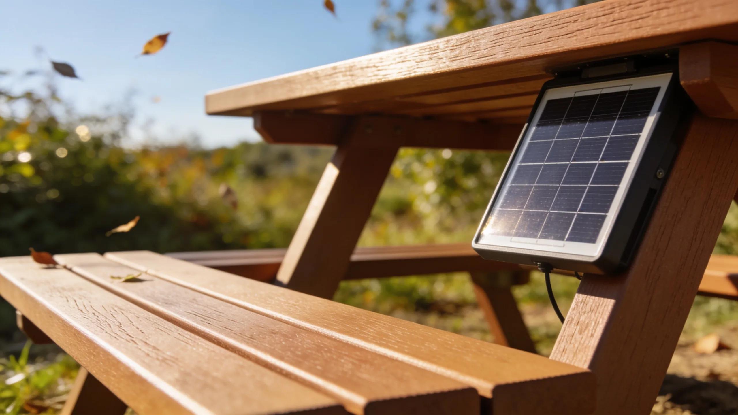 High-quality poly lumber material used in solar outdoor furniture, highlighting durability and eco-friendliness High-quality poly lumber material used in solar outdoor furniture, highlighting durability and eco-friendliness