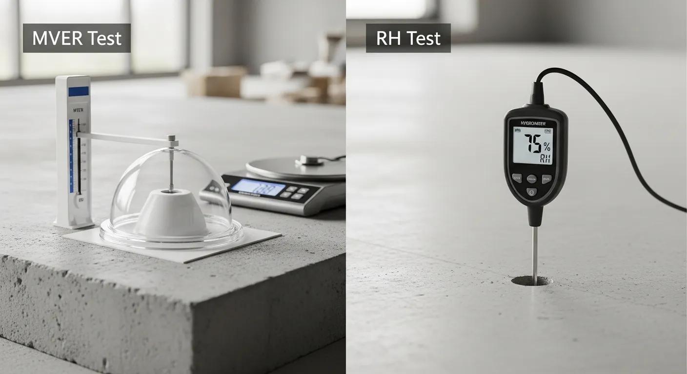 Comparison of MVER and RH moisture testing methods used before flooring installation