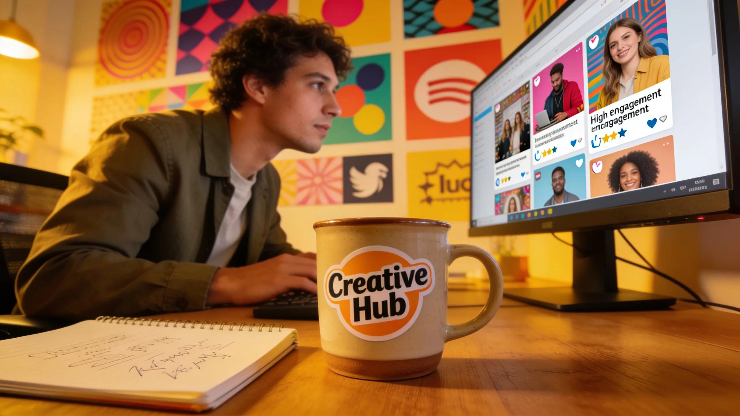 Marketing professional reviewing social media content design for client engagement