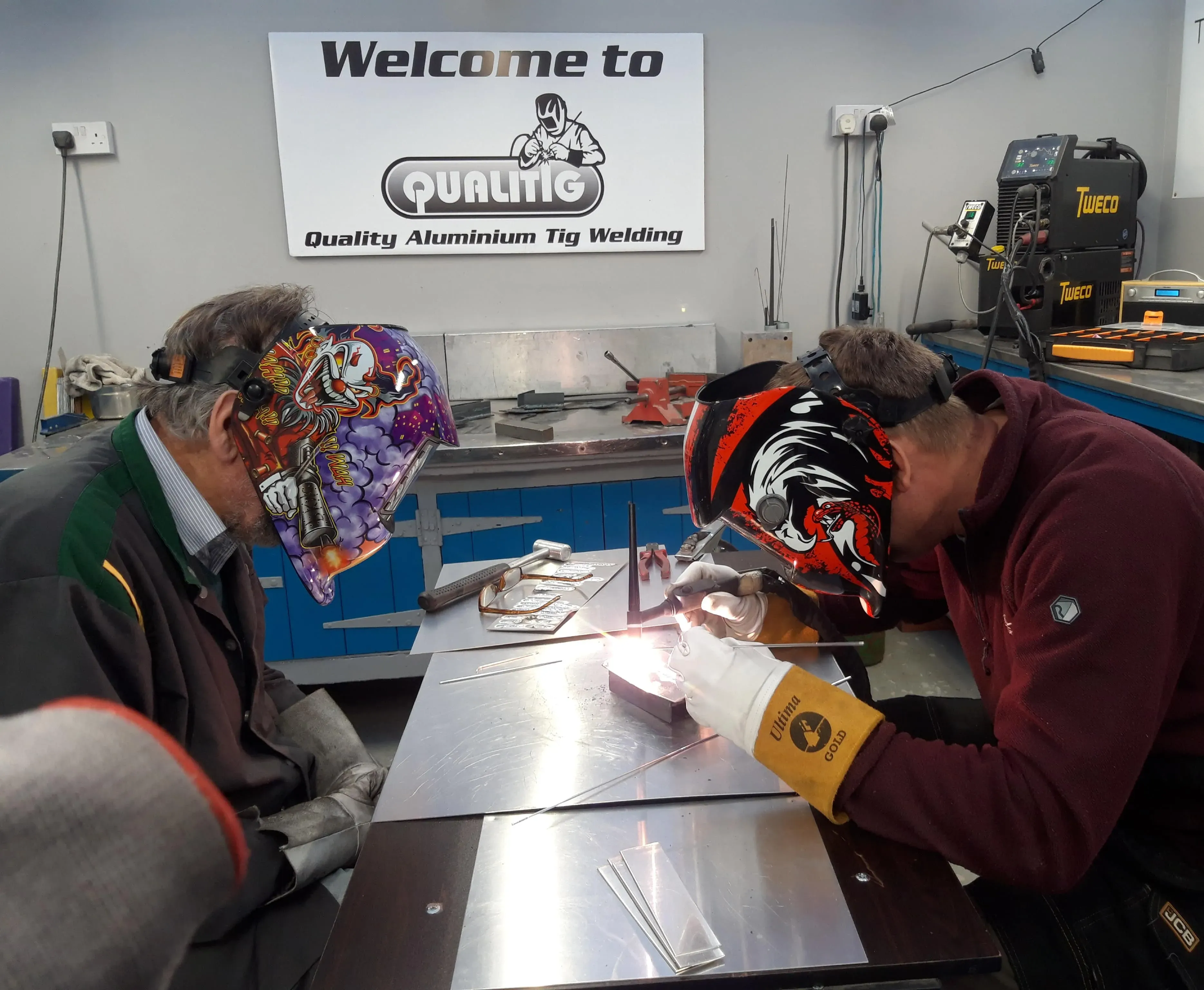 Customer practising welding