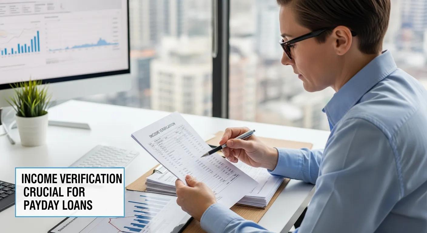 Person reviewing financial documents at a desk, emphasizing the importance of income verification for payday loans